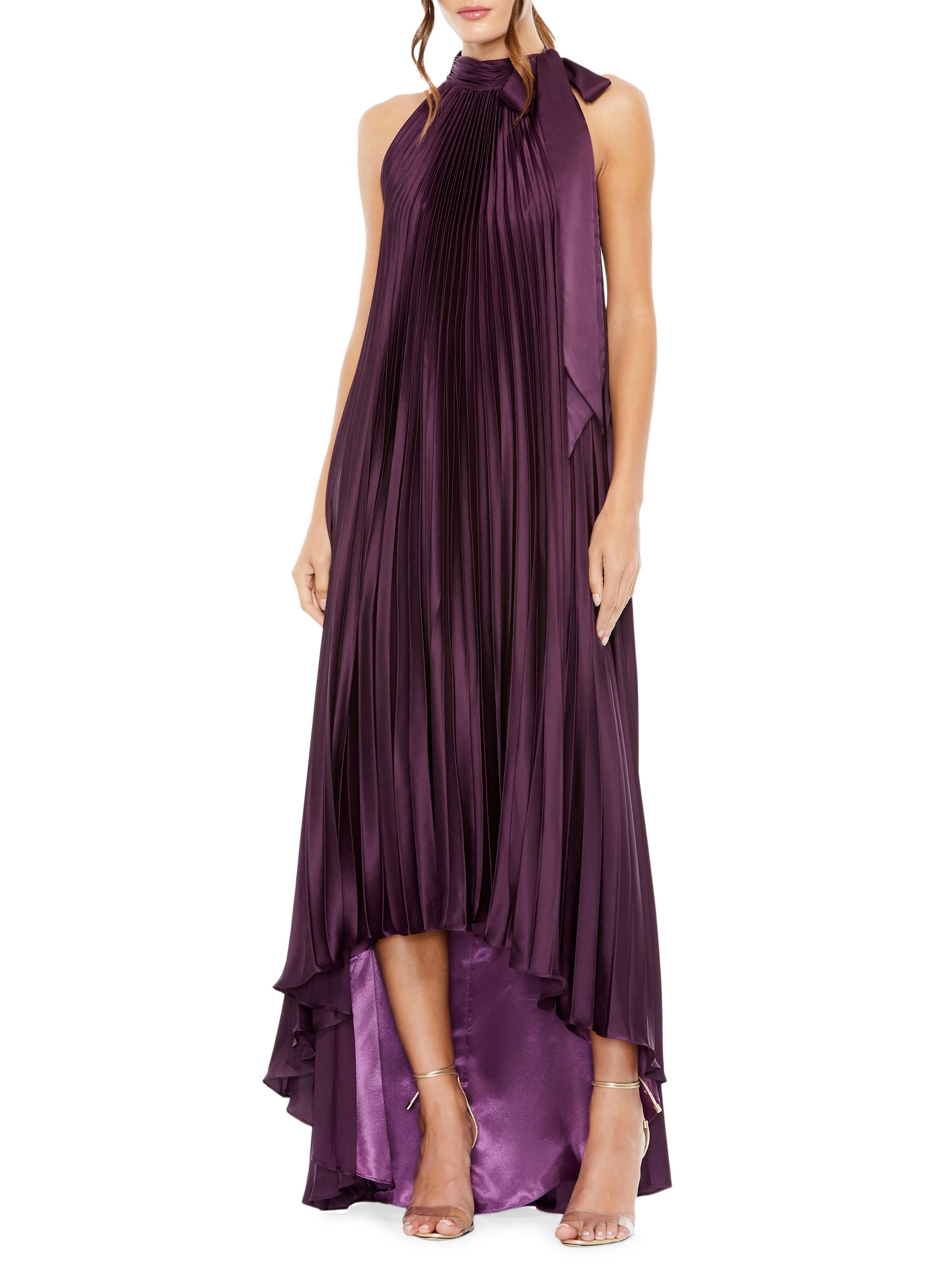 Mac Duggal Women's Pleated Halter High-Low Gown - Plum