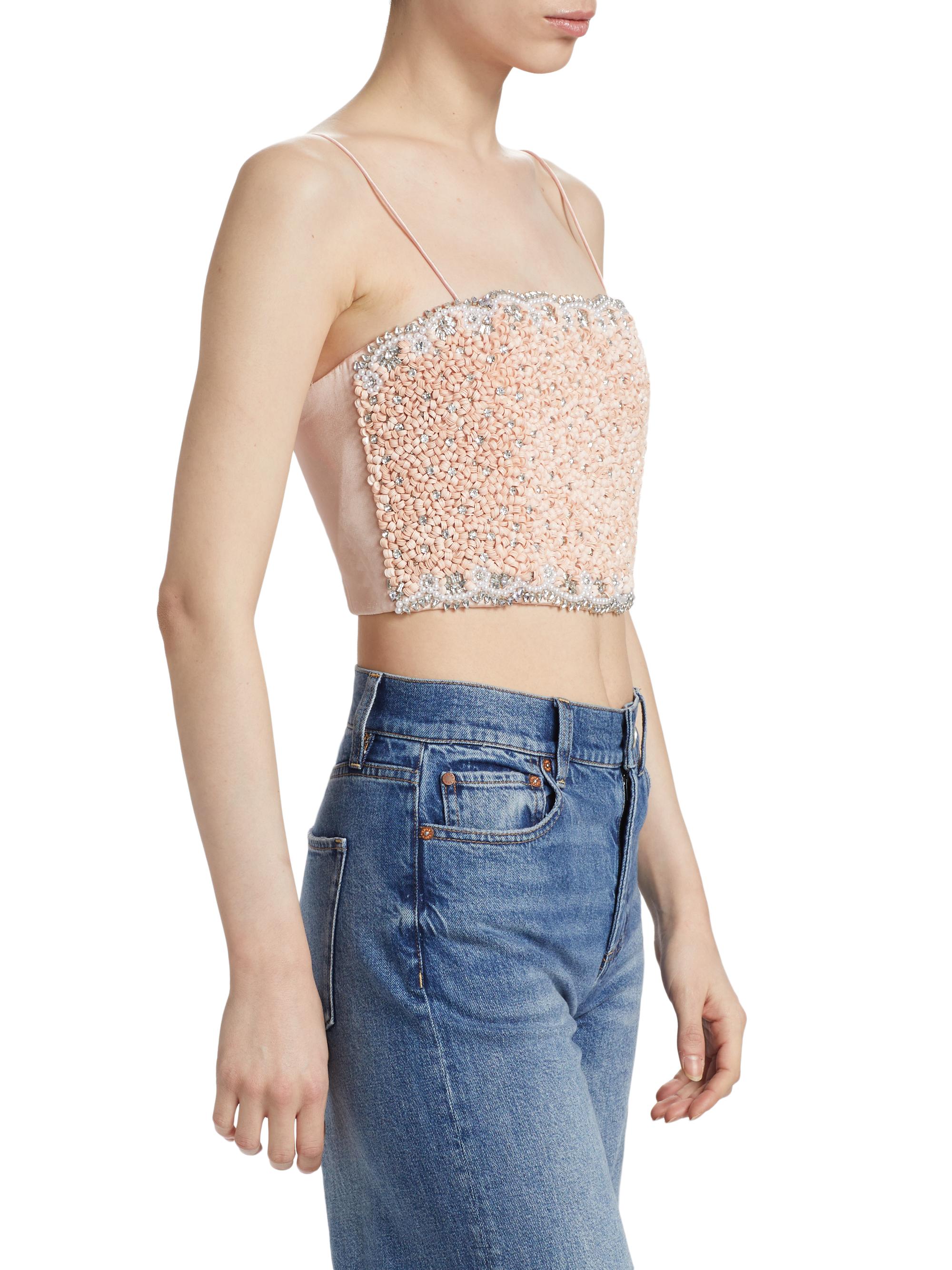 Alice + Olivia Ceresi Crystal-Embellished Crop Top | Saks