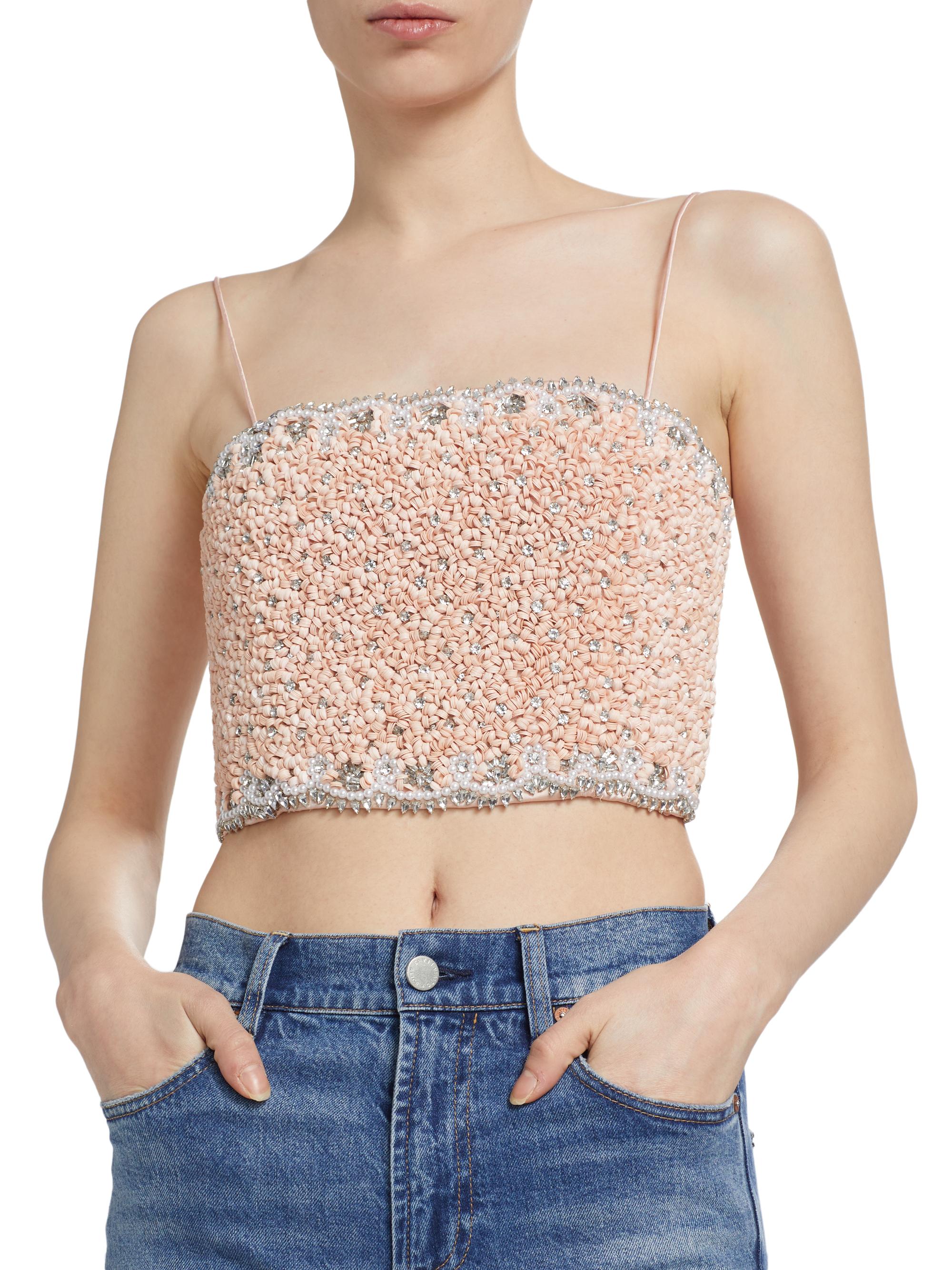 Alice + Olivia Ceresi Crystal-Embellished Crop Top | Saks