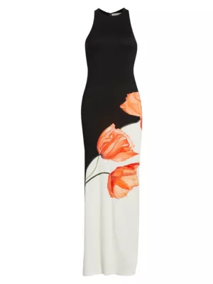 Alice + Olivia Women's Pania Two-Tone Floral Column Dress - Dream Life Black