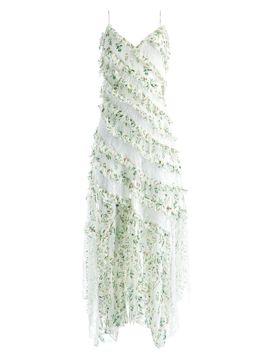 ワンピース Alice + Olivia Maxi Dress Holly Asymmetric Ruffle Maxi Dress In Bright Ruby | Alice +