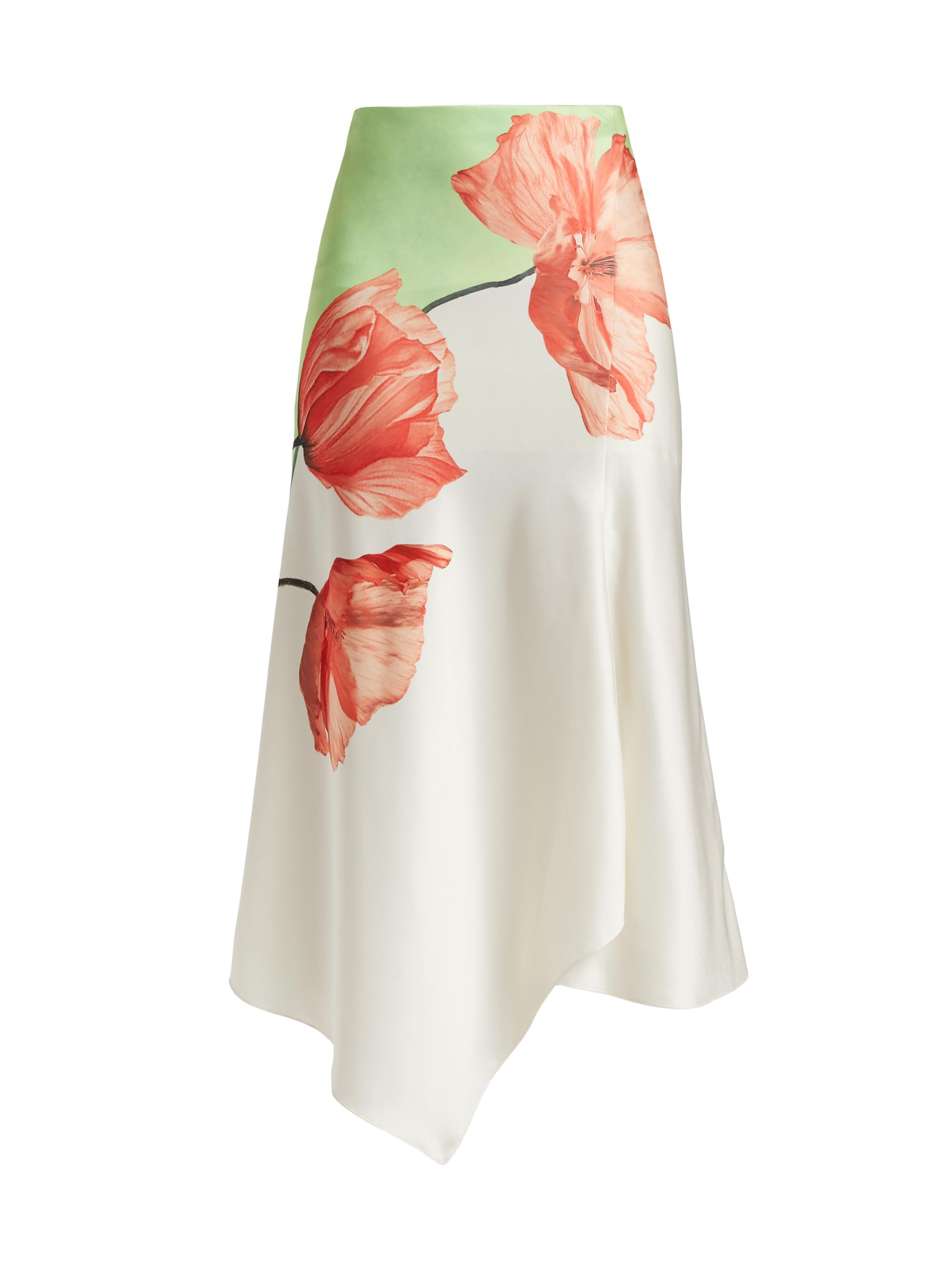 Alice + Olivia Women's Harmony Floral Satin Midi-Skirt - Dream Life Sharp Green