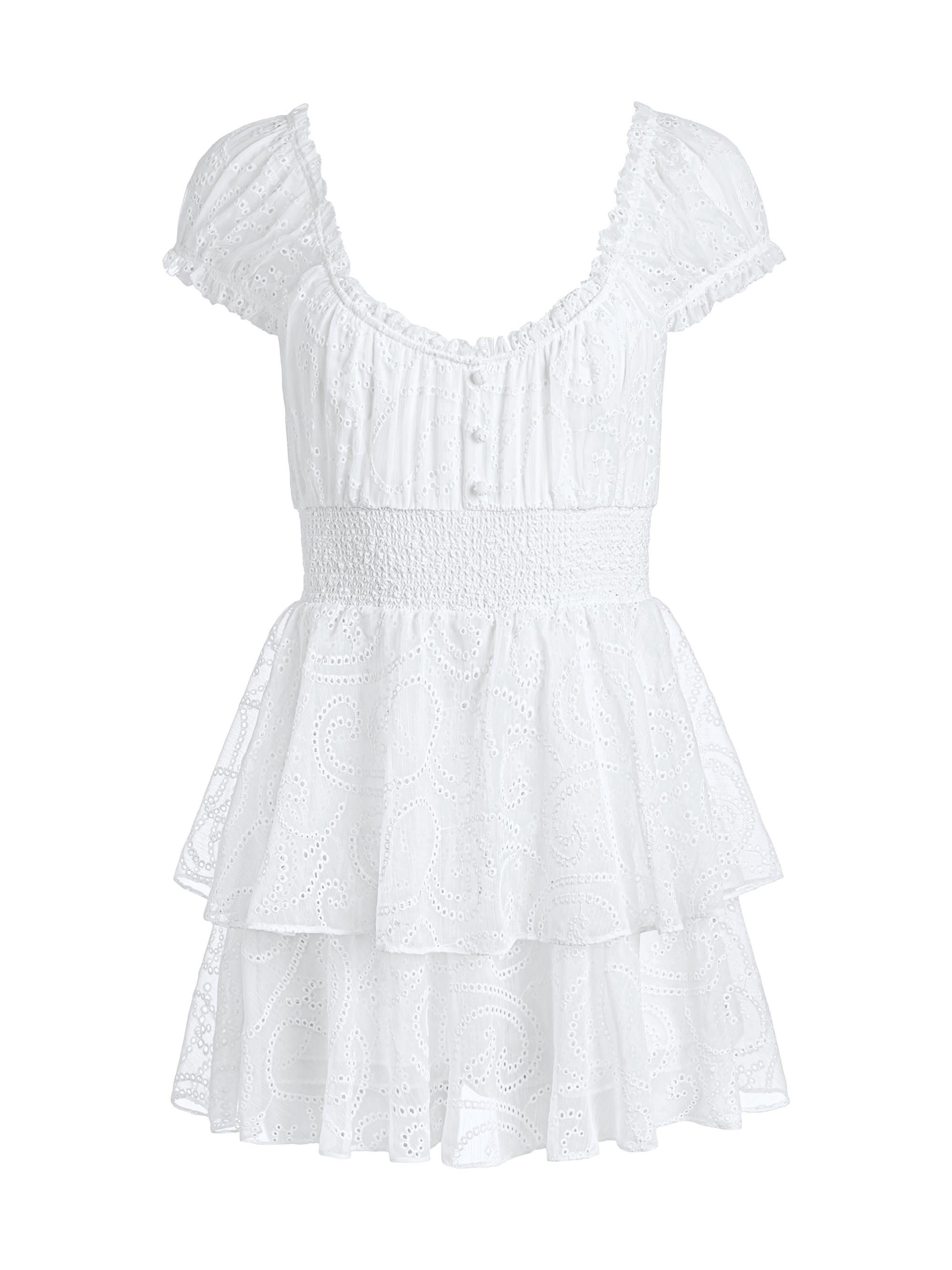 Alice + Olivia Women's Gracie Eyelet Chiffon Romper - Off White