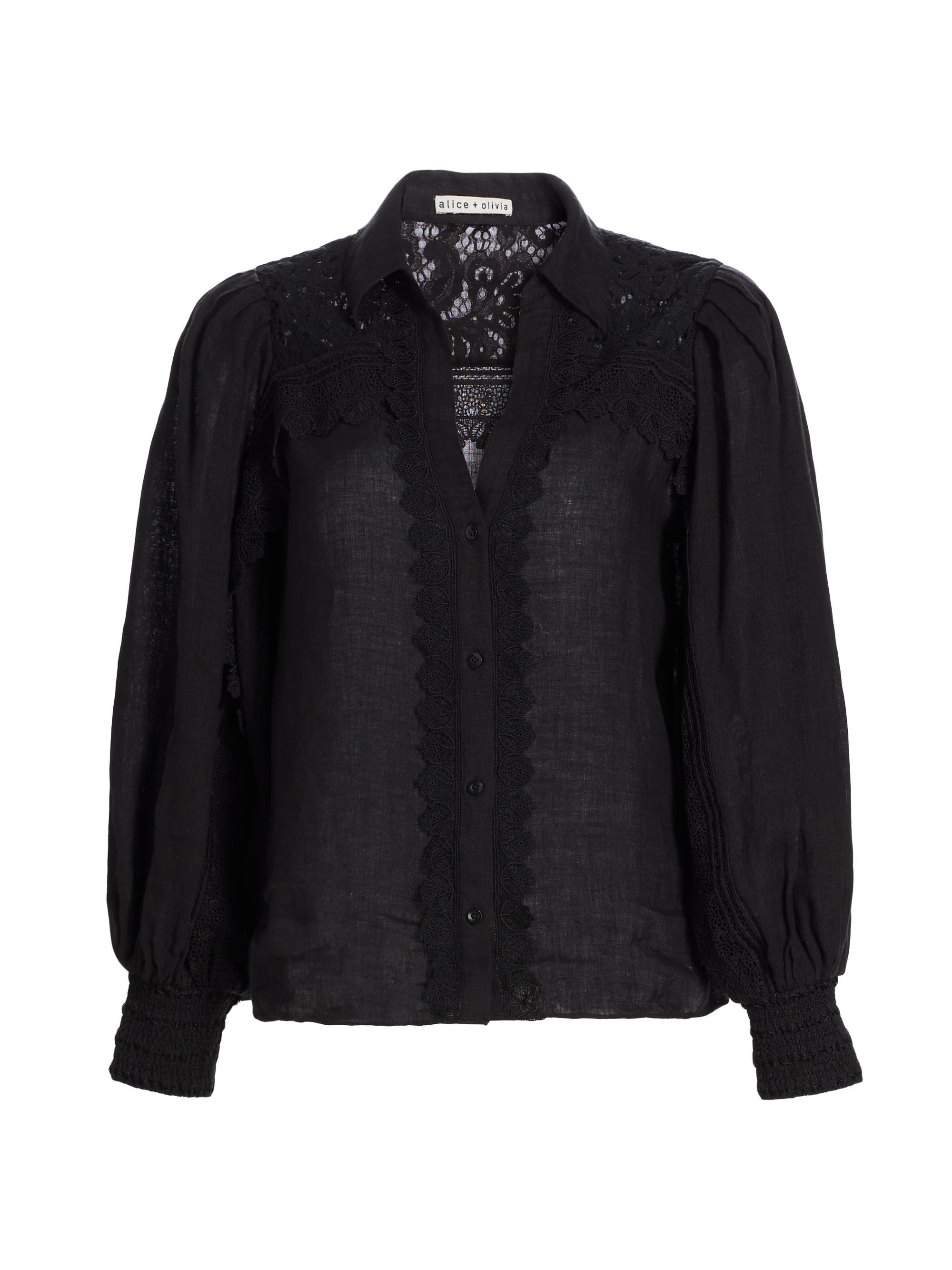 Elie Tahari The Andi Embellished Lace Cut-Out Blouse | Saks Fifth