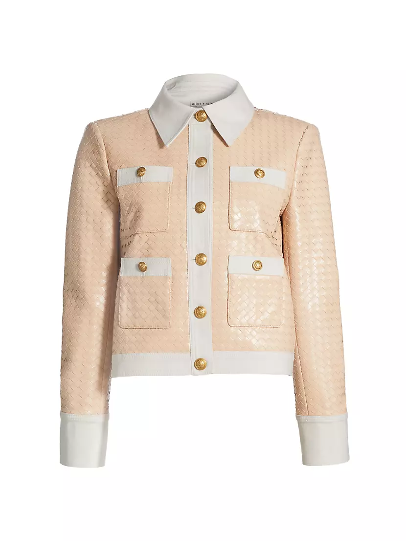 Shop Alice + Olivia Kinley Faux-Leather Woven Jacket | Saks Fifth 