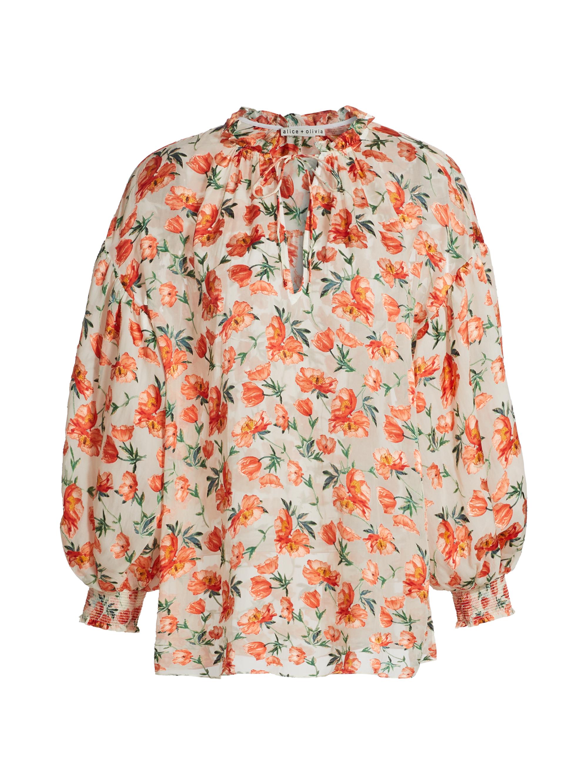 Alice + Olivia Julius Floral Silk-Blend Blouse | Saks Fifth
