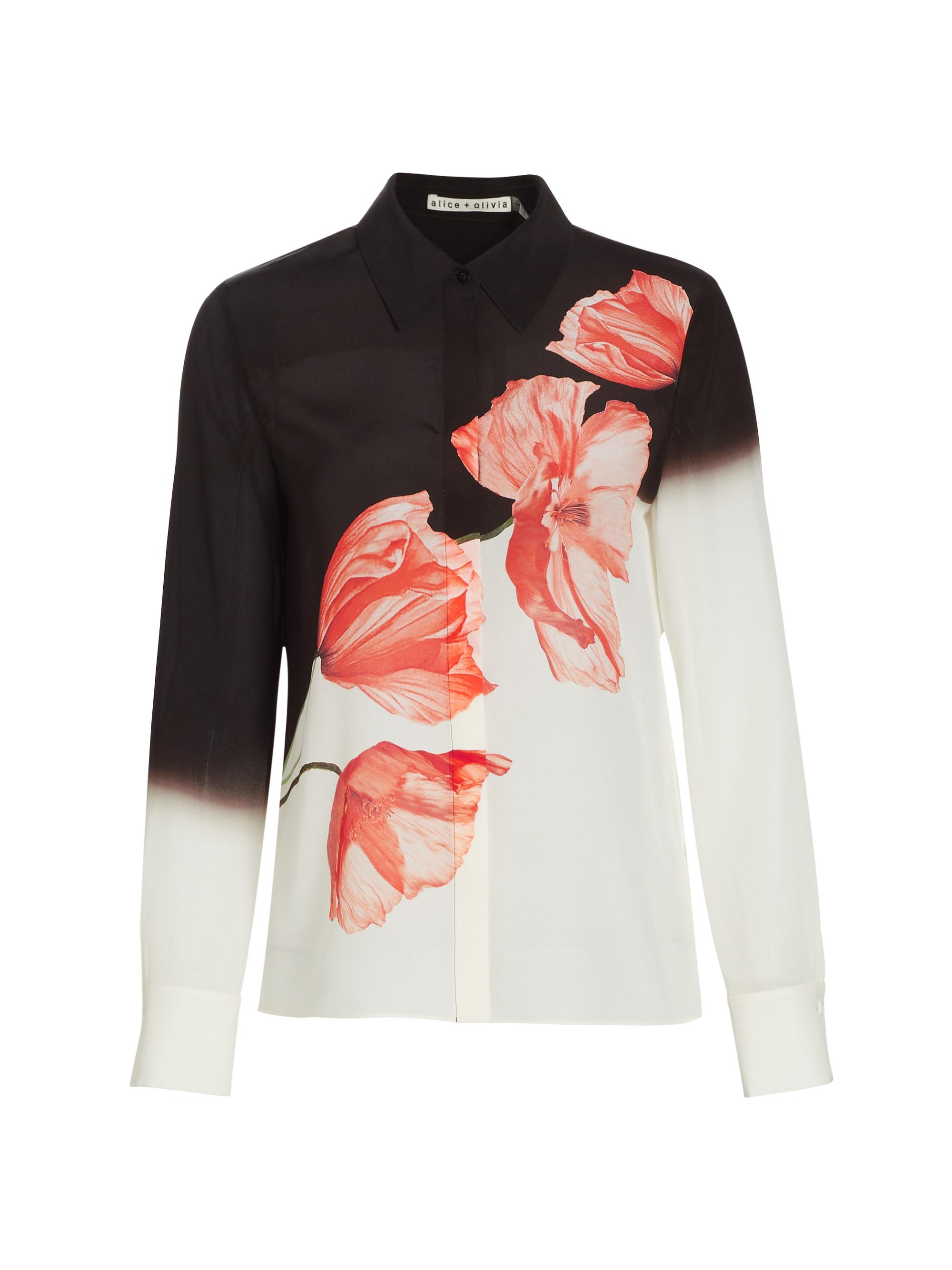 Alice + Olivia Women's Brady Floral Silk Blouse - Dream Life Black