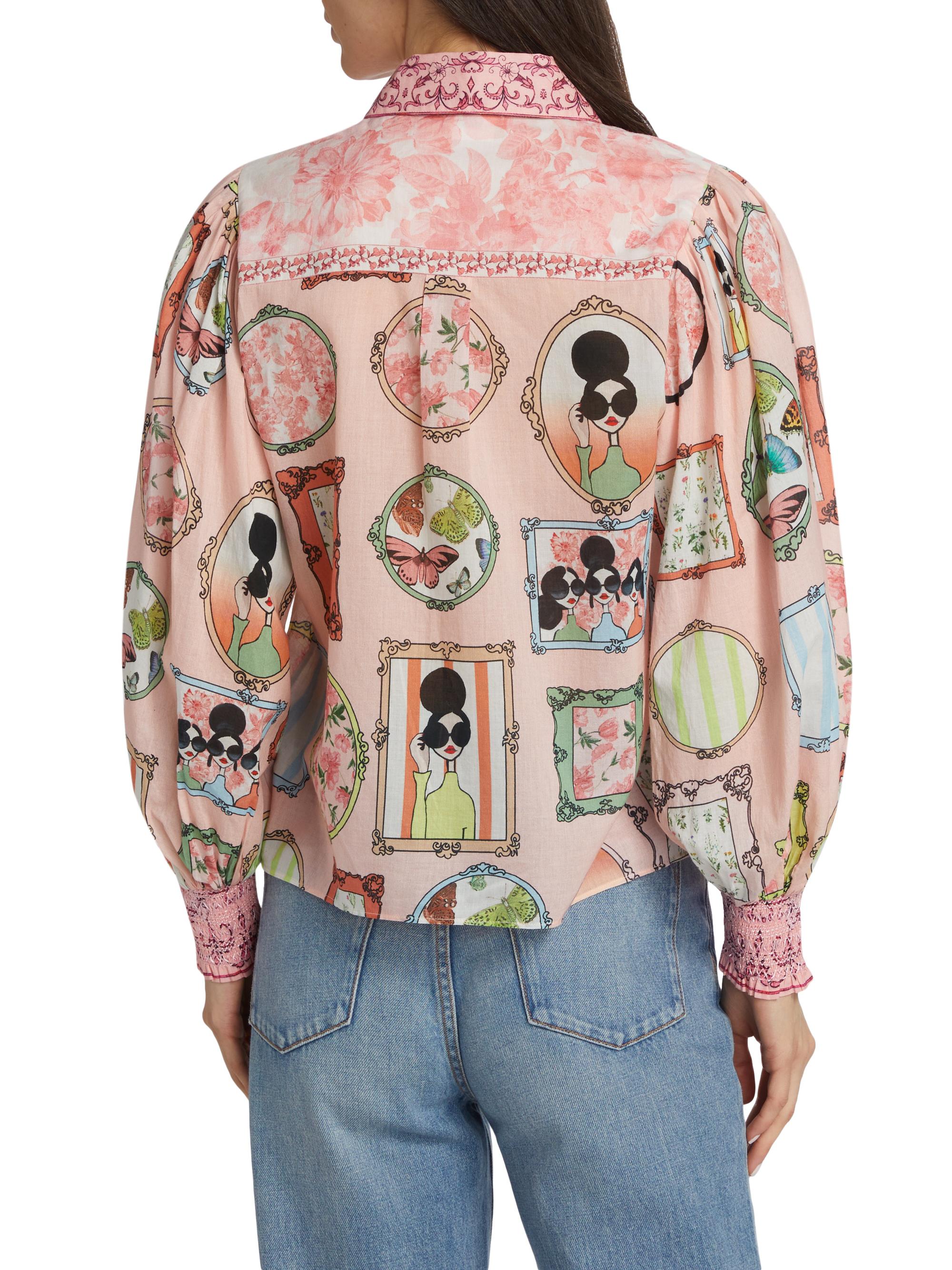 Shop Alice + Olivia Tiffie Blouson-Sleeve Shirt | Saks Fifth Avenue