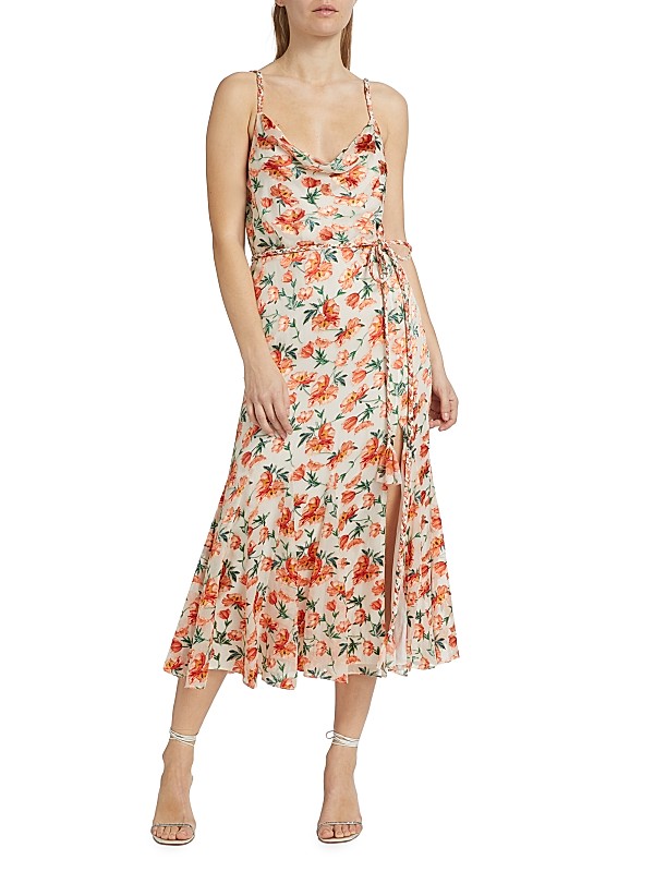 Shop Alice + Olivia Lissa Floral Cowl Midi-Dress | Saks Shop Alice + Olivia Lissa Floral Cowl Midi-Dress | Saks
