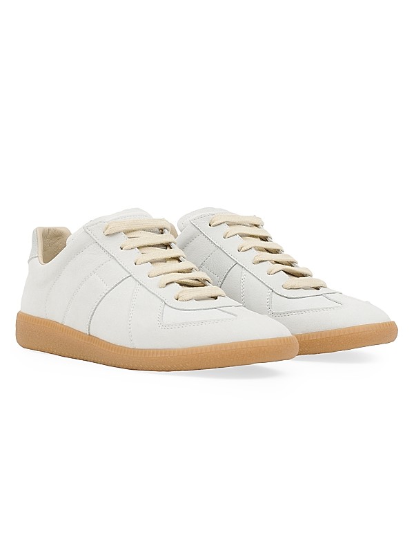 Shop Maison Margiela Replica Contrast-Trim Leather Low-Top Shop Maison Margiela Replica Contrast-Trim Leather Low-Top