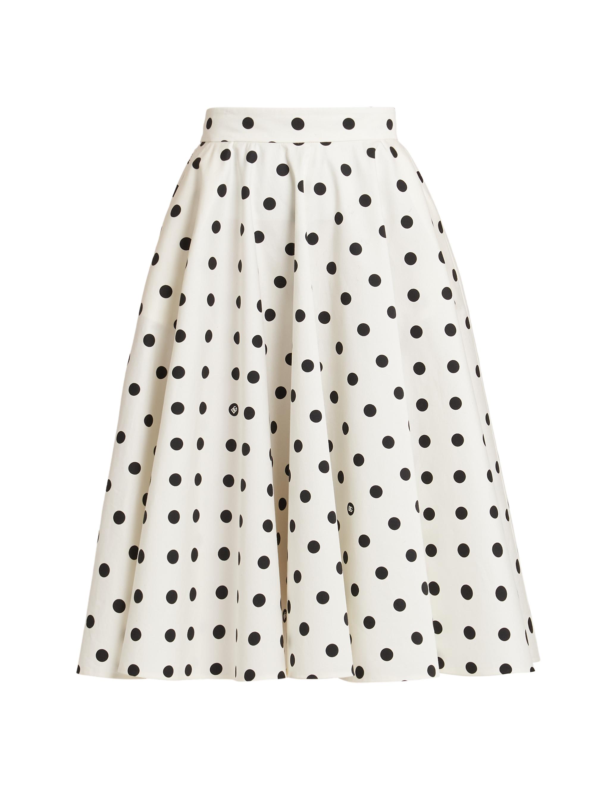 Dolce & Gabbana Women's Cotton Polka Dot Midi-Skirt - Bianco