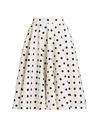 Cotton Polka Dot Midi-Skirt