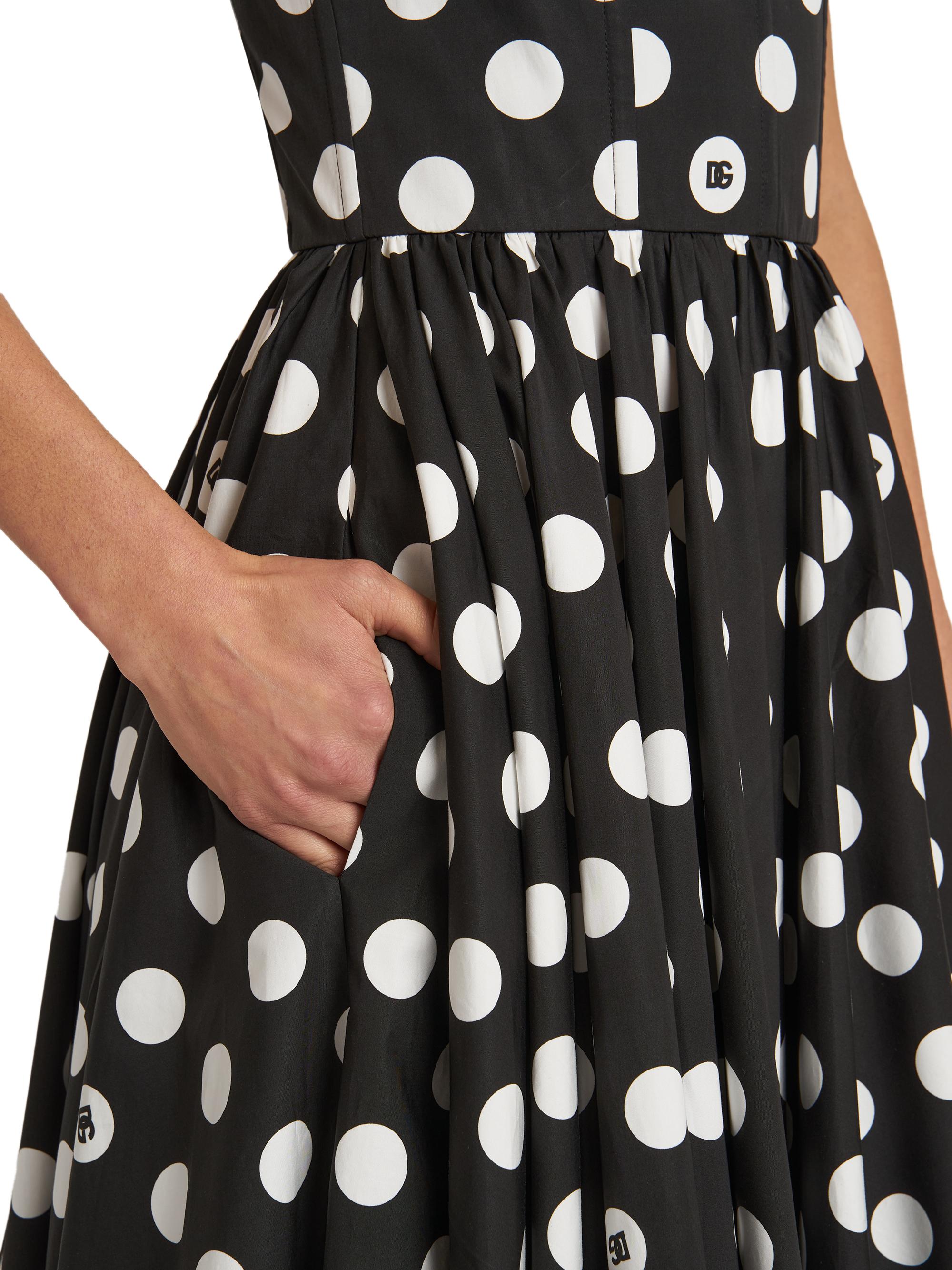 Dolce&Gabbana Polka Dot Poplin A-Line Midi-Dress | Saks Fifth Avenue