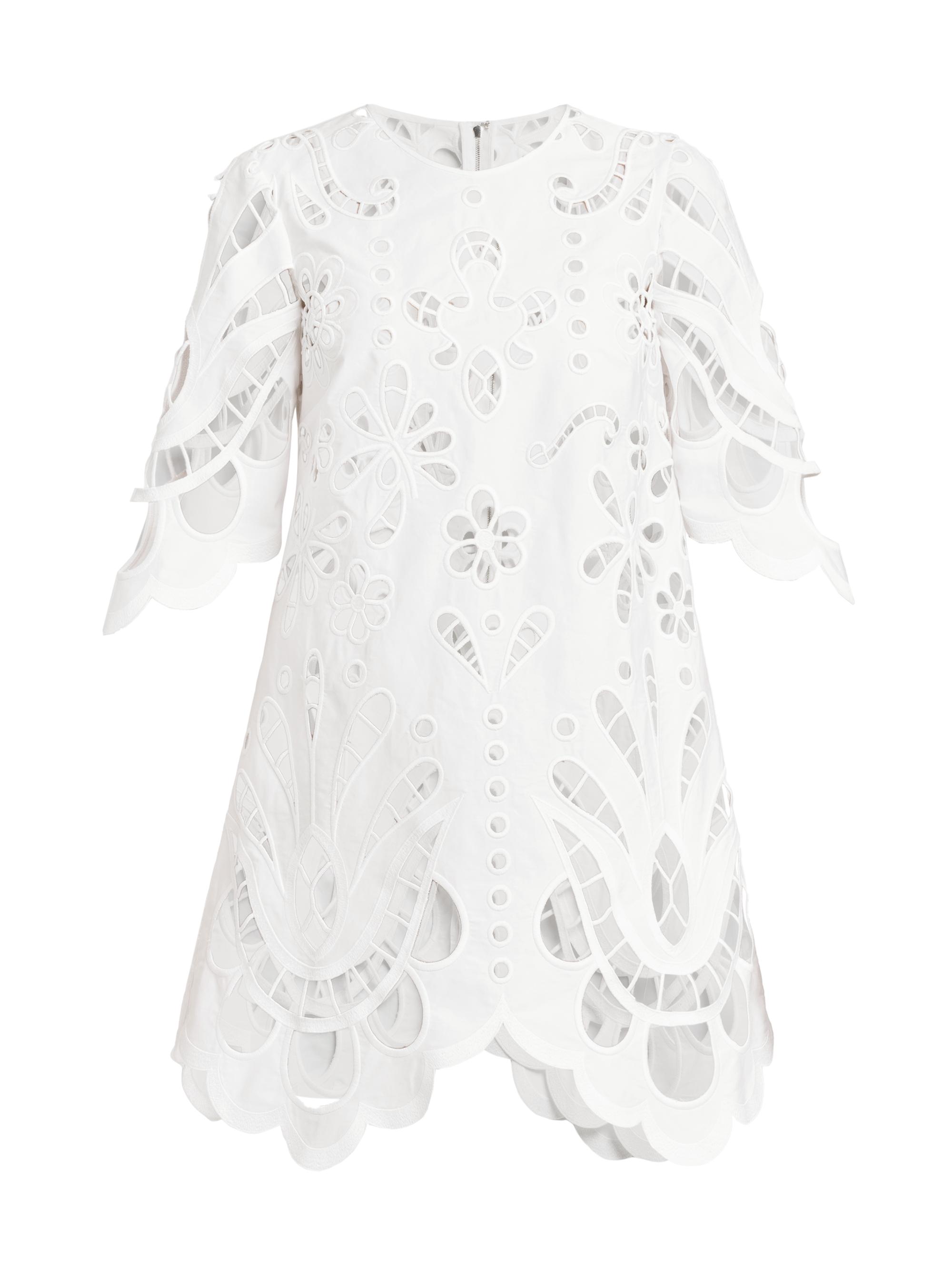 Dolce & Gabbana Women's Floral Cotton-Blend Cut-Out Minidress - Bianco Ottico