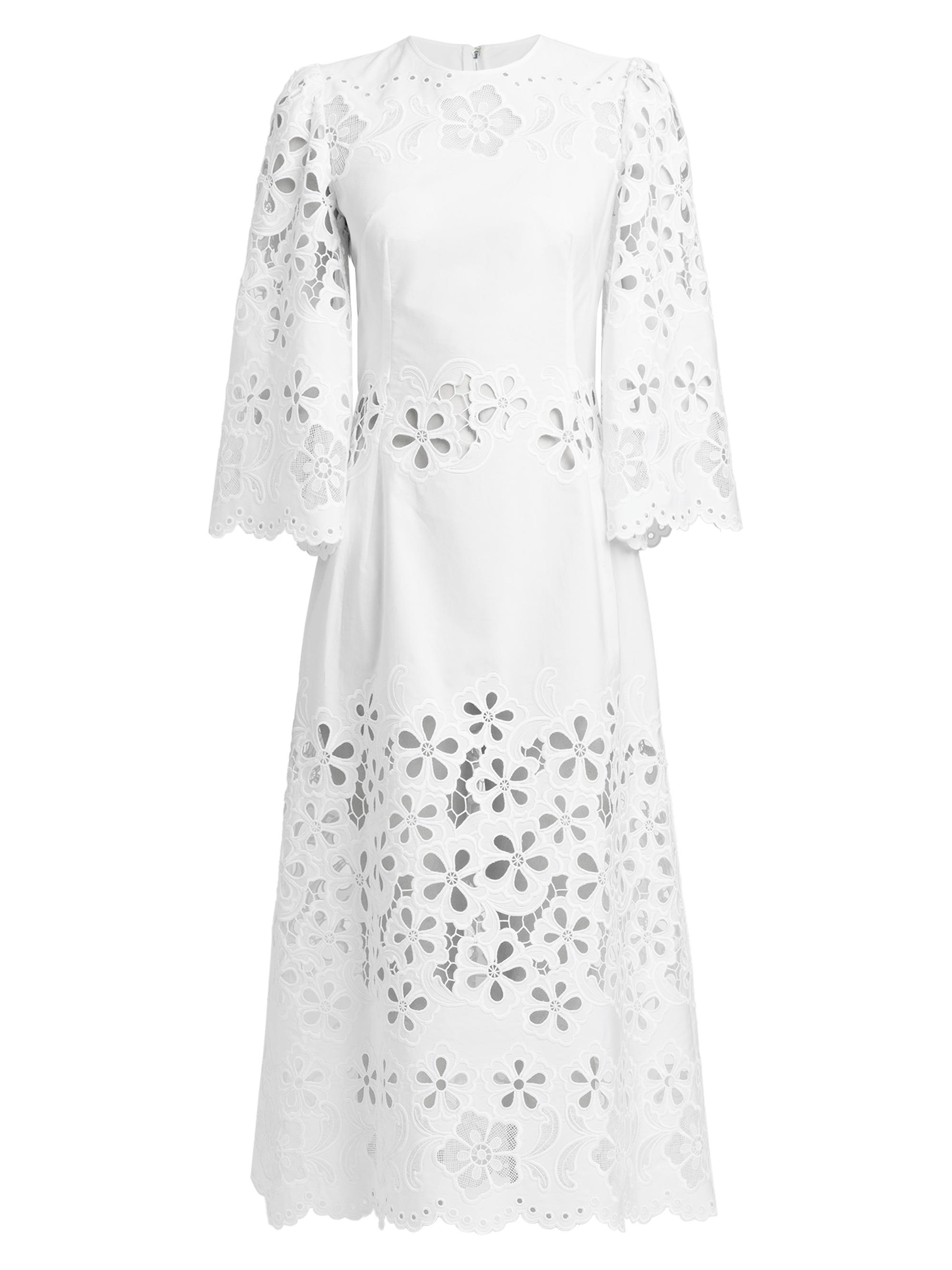 Dolce & Gabbana Women's Floral Cotton-Blend Midi-Dress - Bianco Ottico