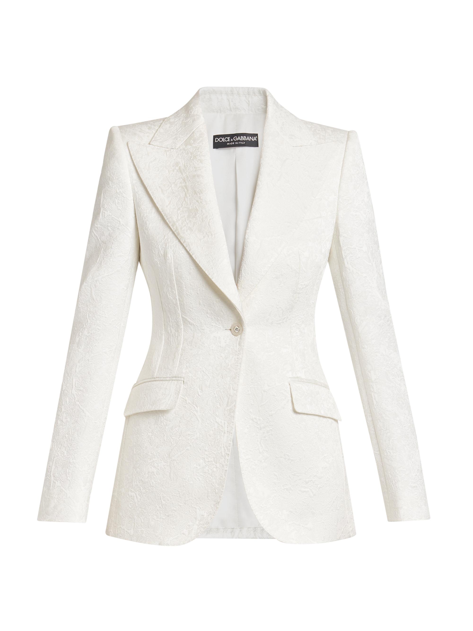 Dolce & Gabbana Women's Brocade Jacquard One-Button Blazer - Bianco Ottico