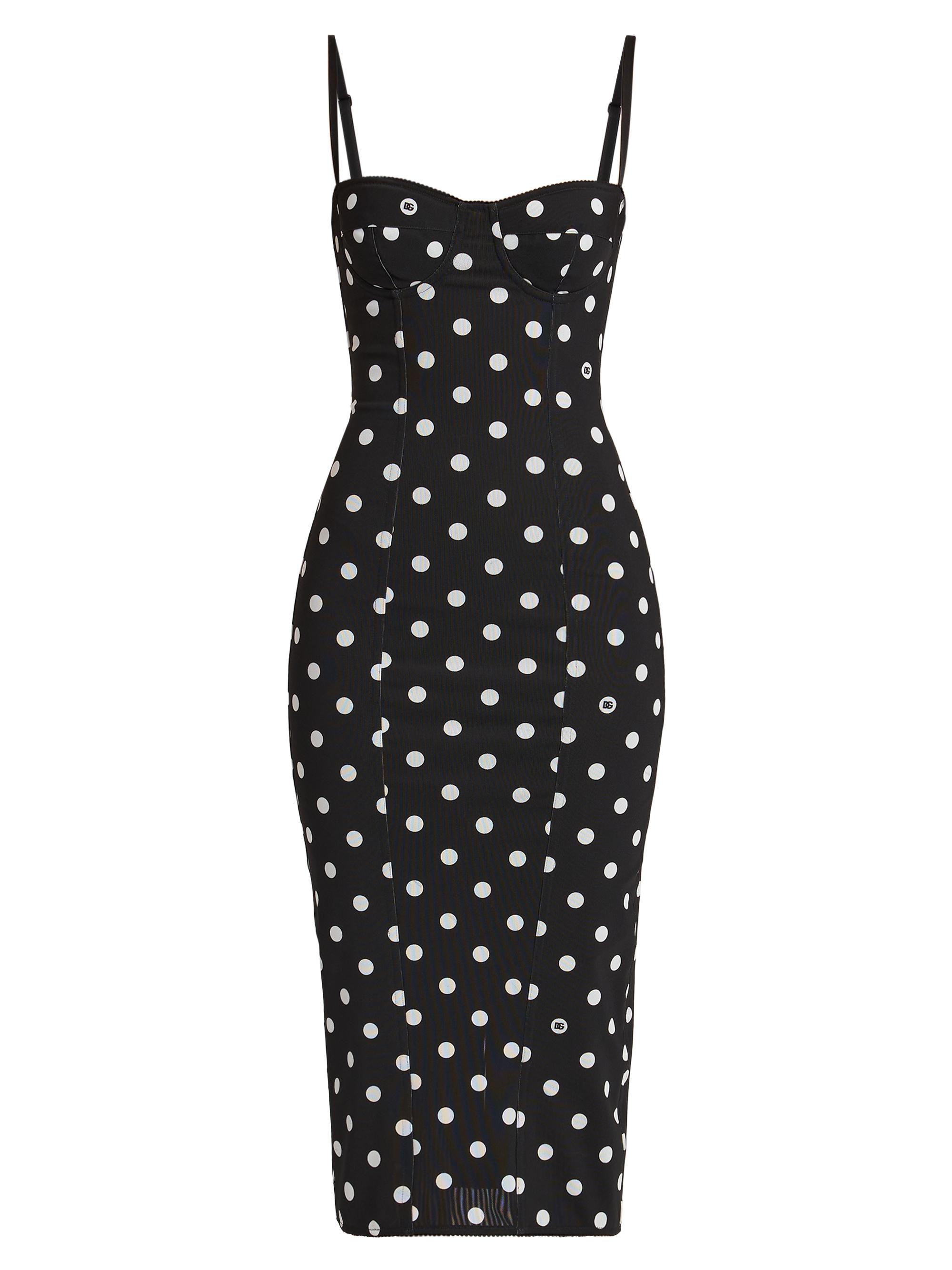 Dolce & Gabbana Women's Polka Dot Sweetheart Midi-Dress - Nero