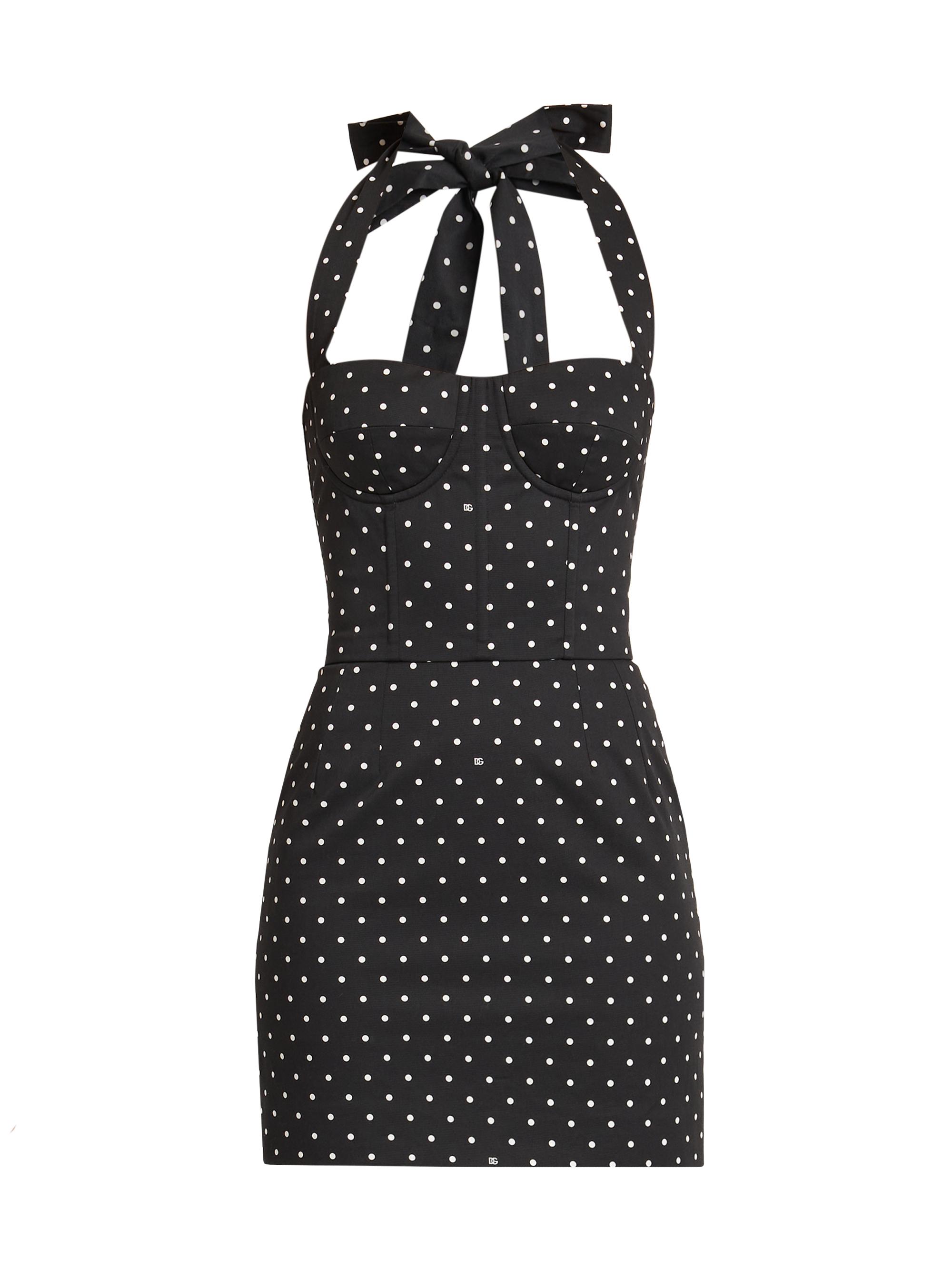Dolce & Gabbana Women's Polka Dot Halter Minidress - Nero