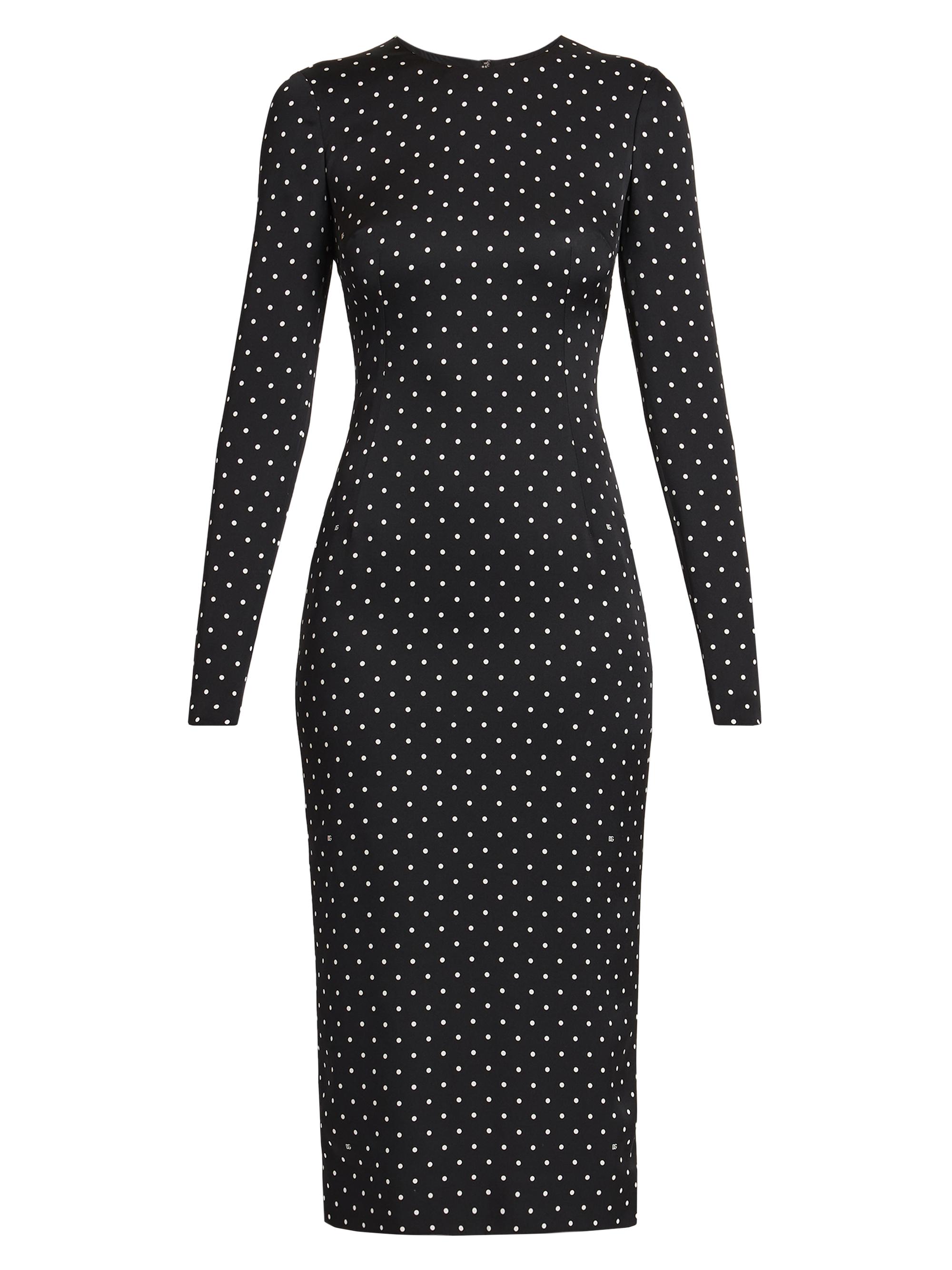 Dolce & Gabbana Women's Polka Dot Silk Charmeuse Midi-Dress - Nero