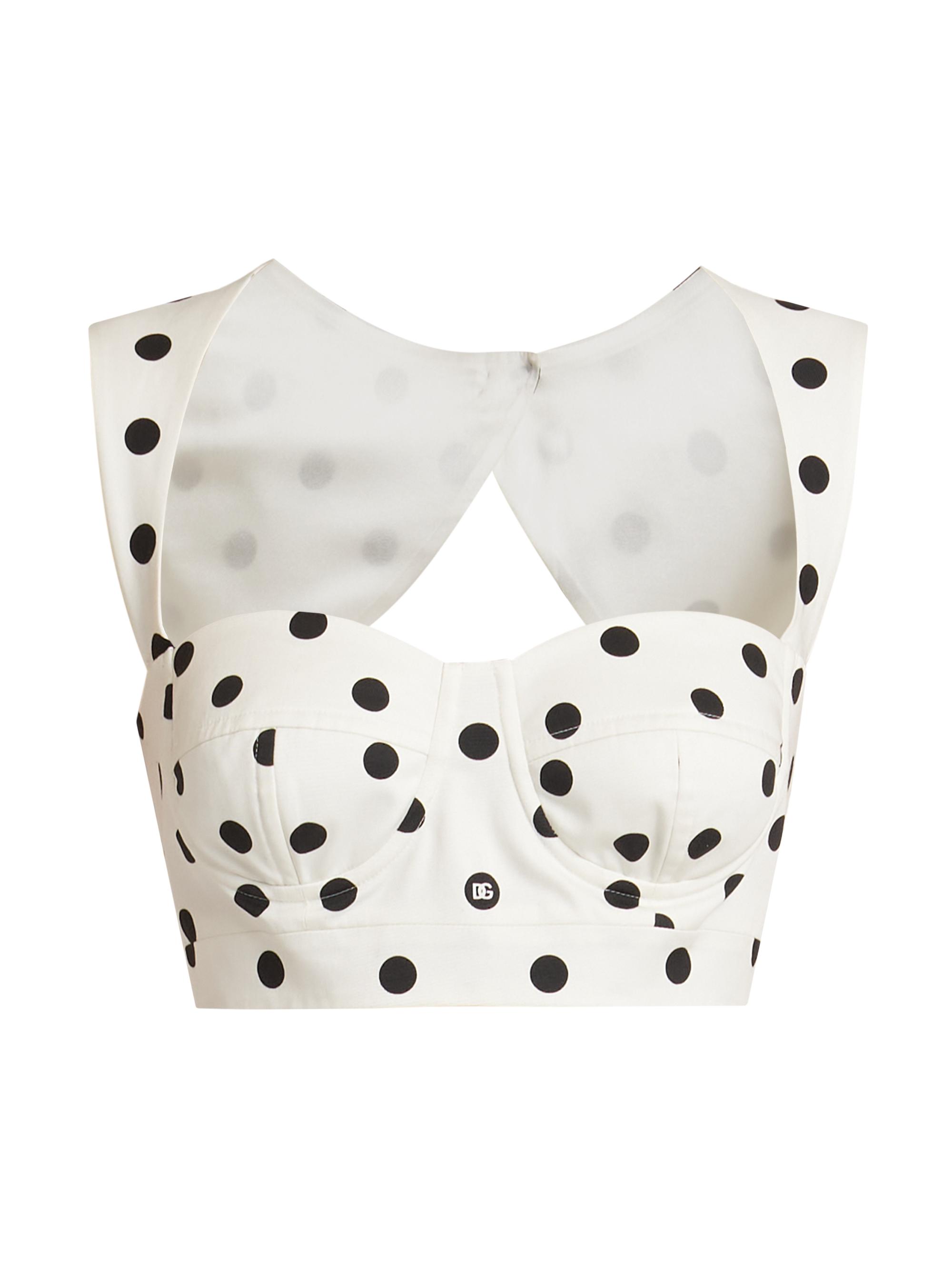 Dolce & Gabbana Women's Polka Dot Bustier Crop Top - Bianco