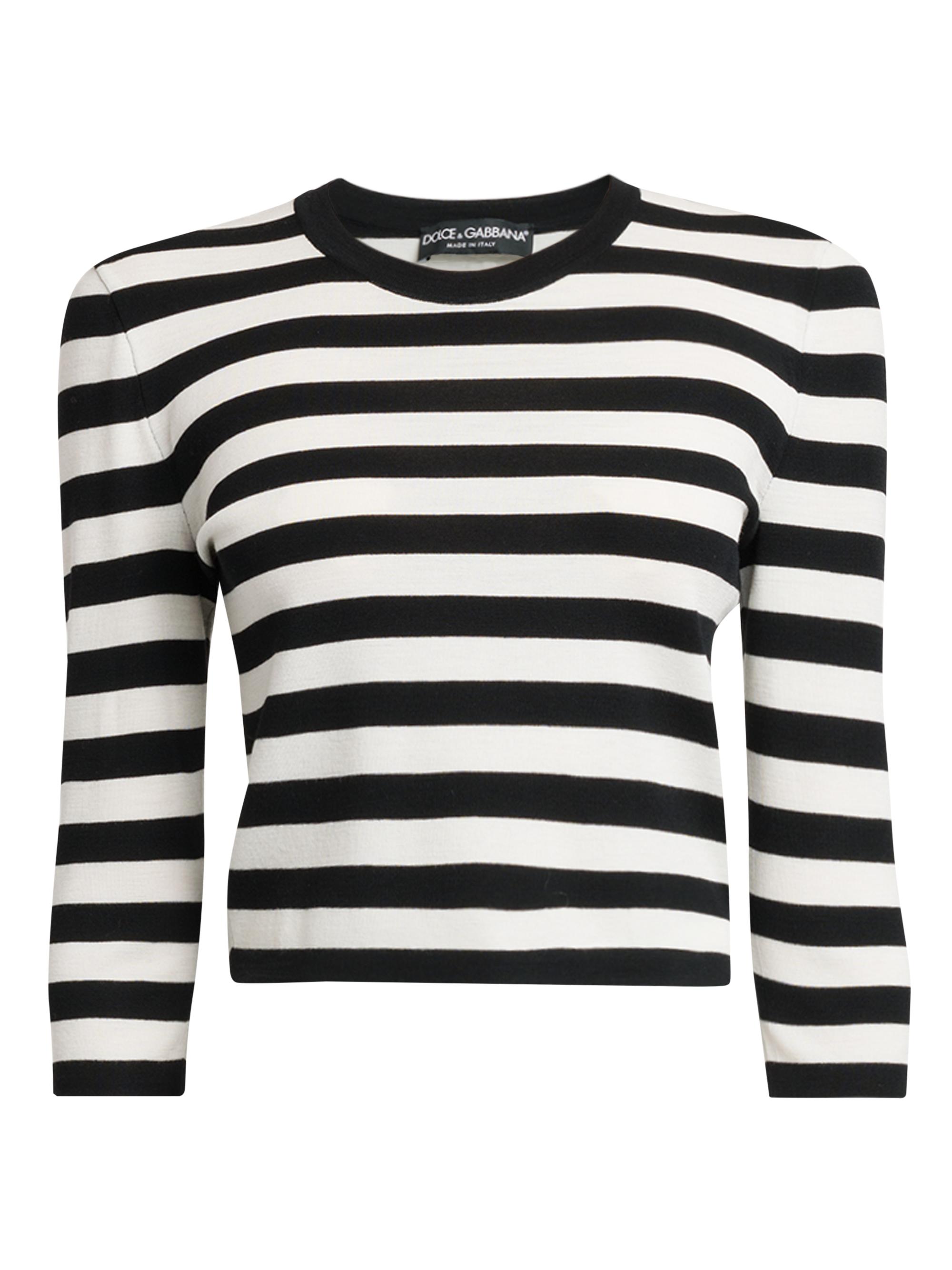 Dolce & Gabbana Women's Stripe Virgin Wool Blouse - Nero Naturale