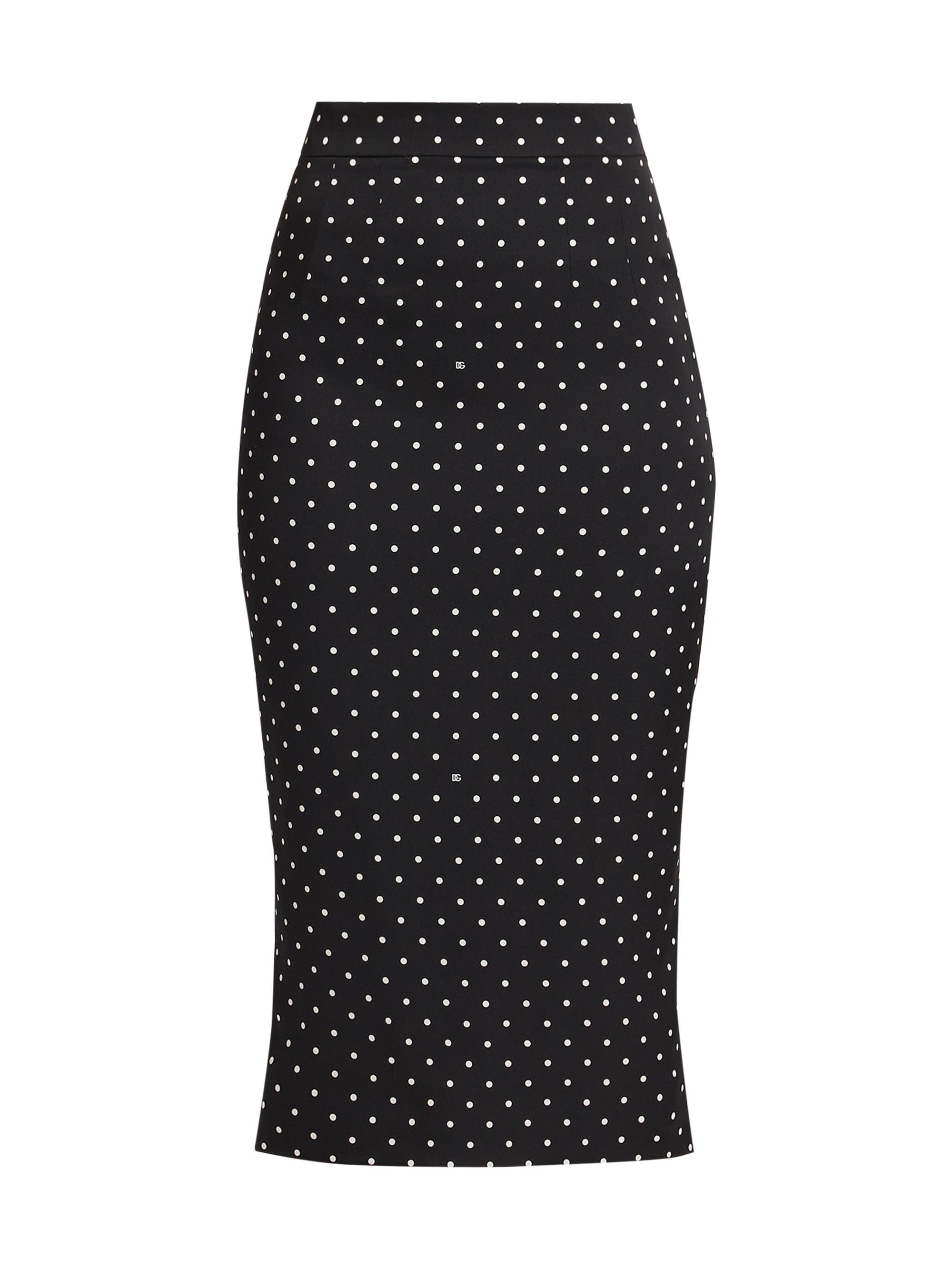 Dolce & Gabbana Women's Polka Dot Silk Charmeuse Pencil Skirt - Nero