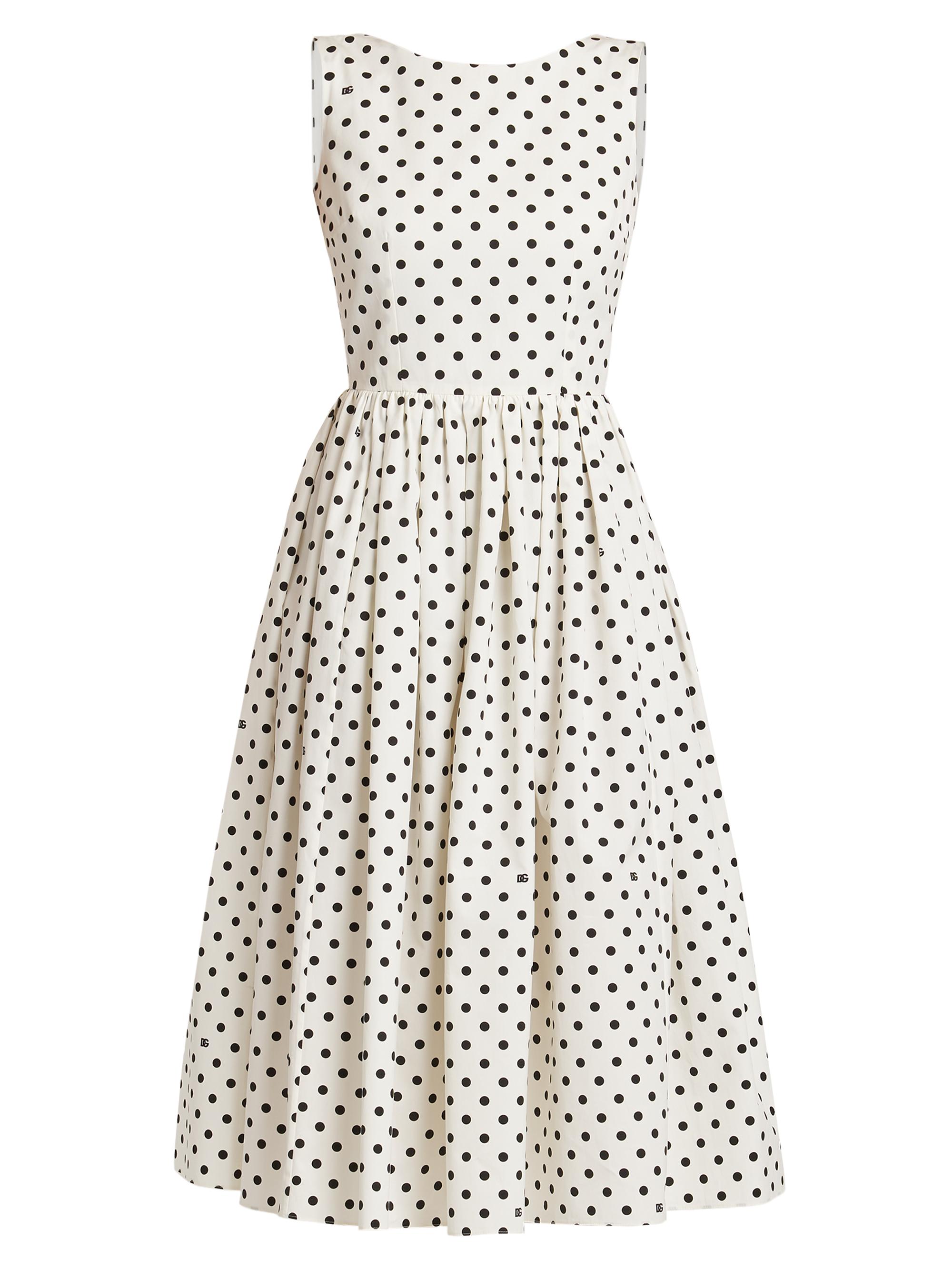 Dolce & Gabbana Women's Polka Dot Fit & Flare Midi-Dress - Bianco