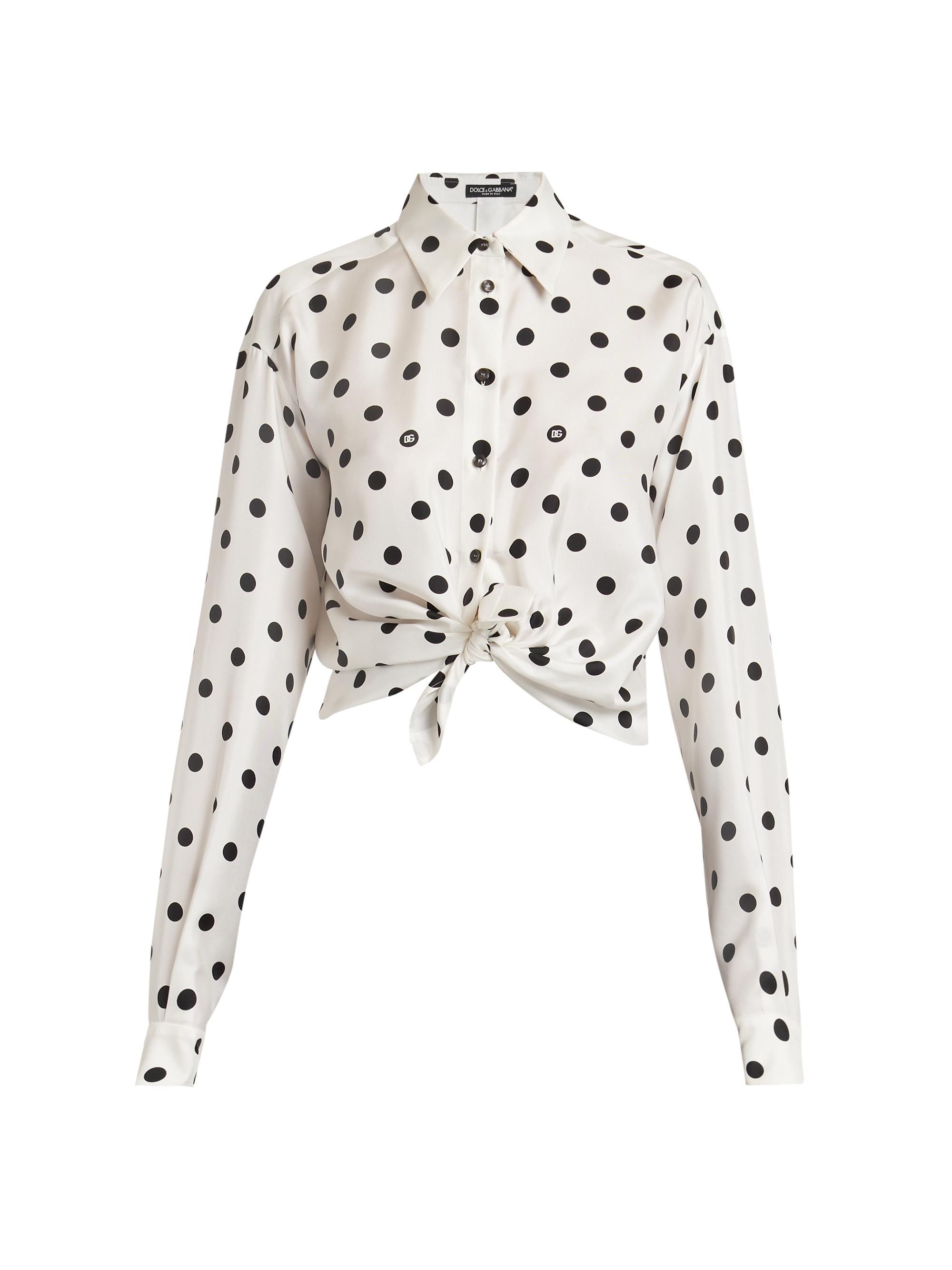 Dolce & Gabbana Women's Polka-Dot Silk Shirt - Bianco