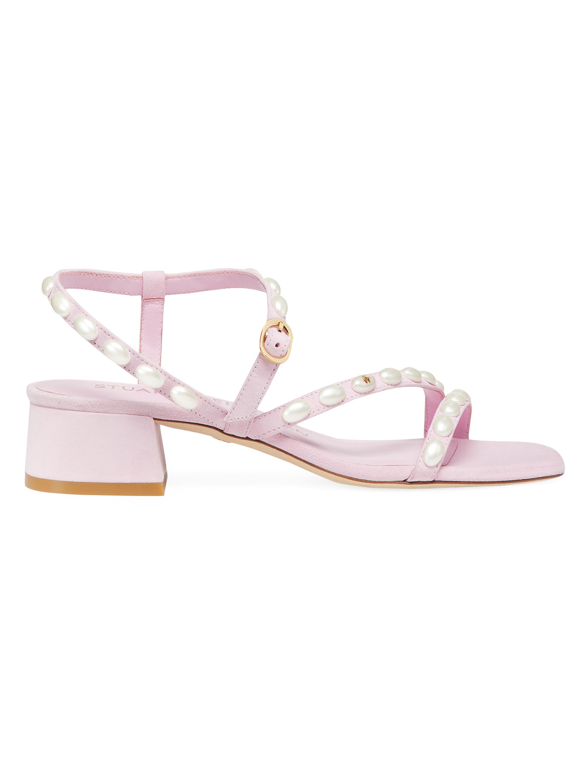 Stuart Weitzman Women's Pearlita 30MM Suede Sandals - Blossom