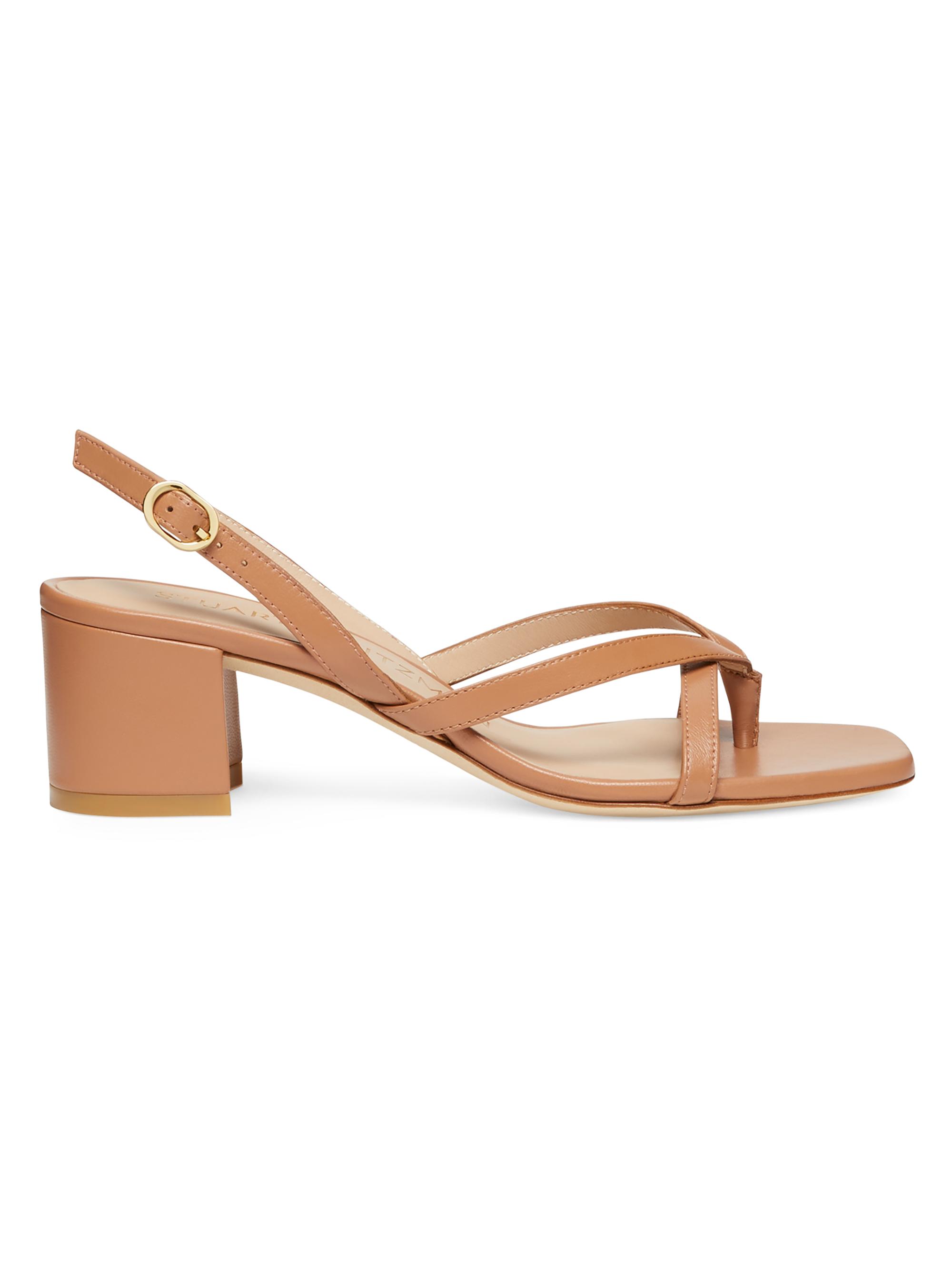 Stuart Weitzman Women's Oasis 50MM Leather Slingback Sandals - Tan