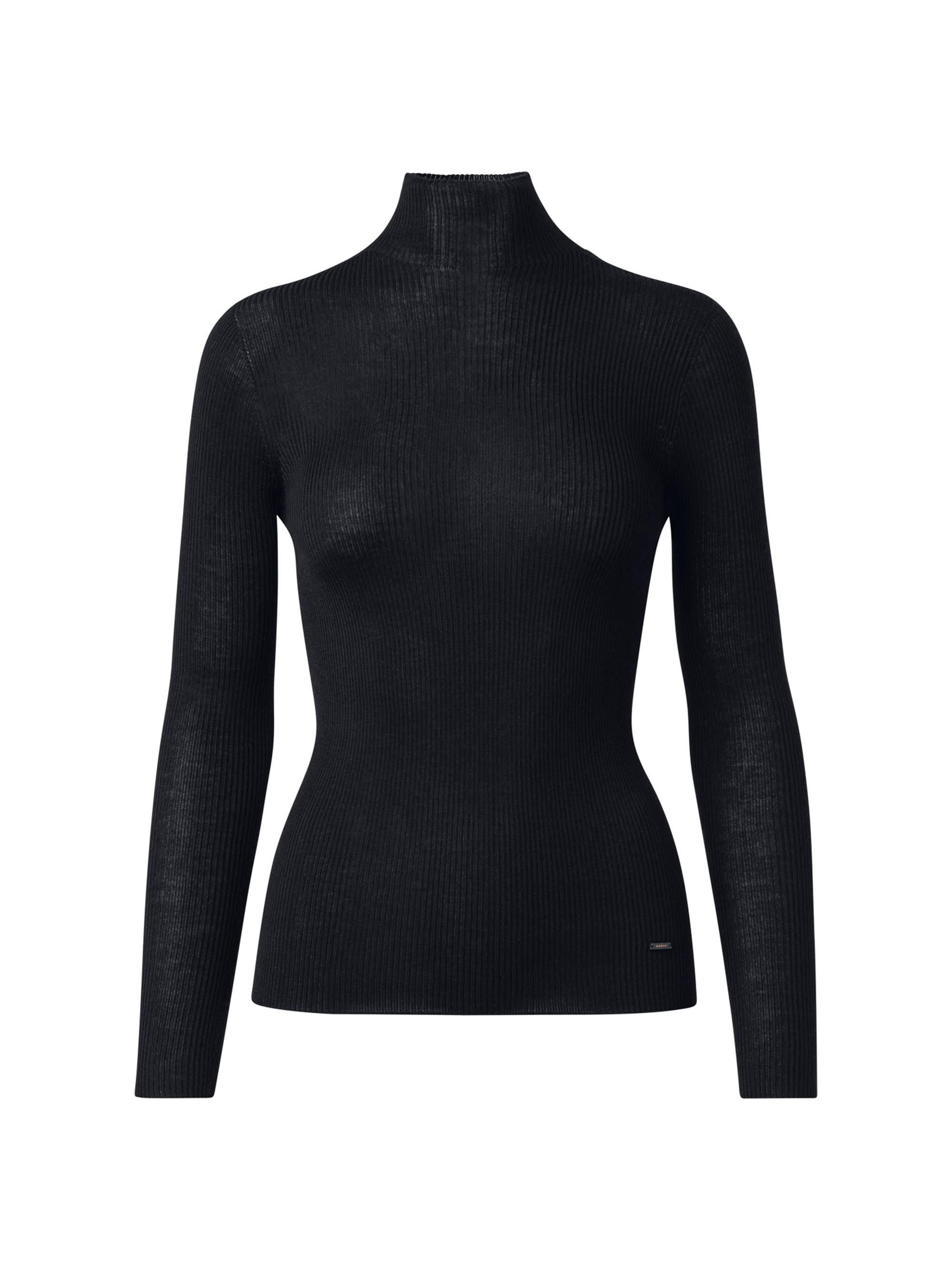 Akris Women's Rib-Knit Cashmere-Silk Turtleneck - Black
