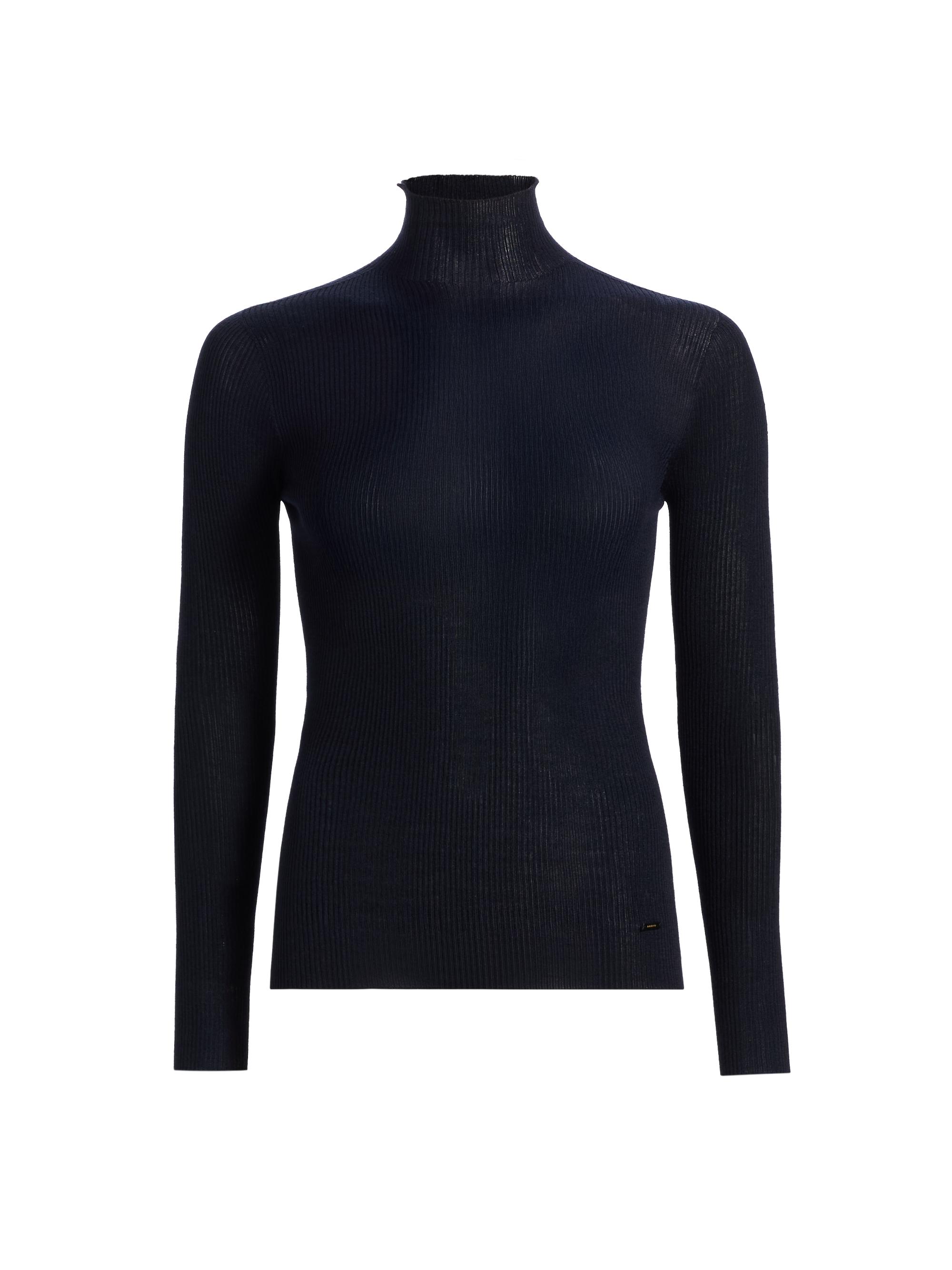 Akris Women's Rib-Knit Cashmere-Silk Turtleneck - Dark Navy