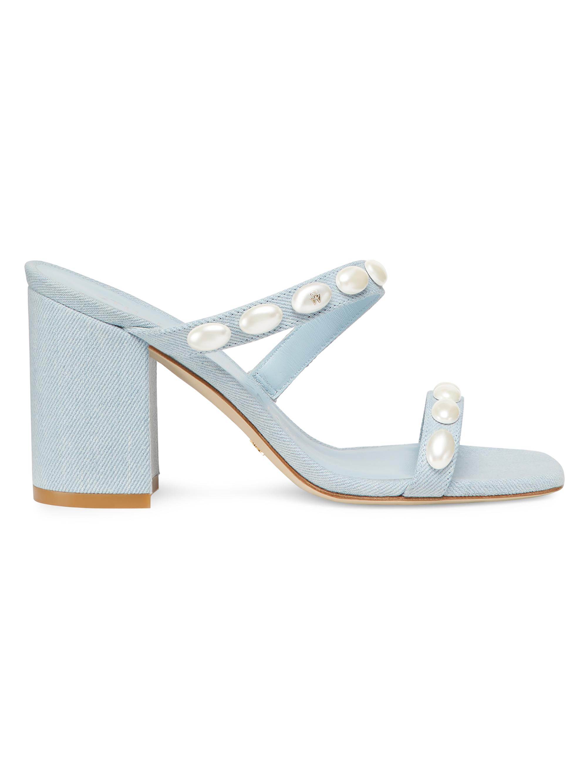 Stuart Weitzman Women's Pearlita 85MM Denim Sandals - Light Blue
