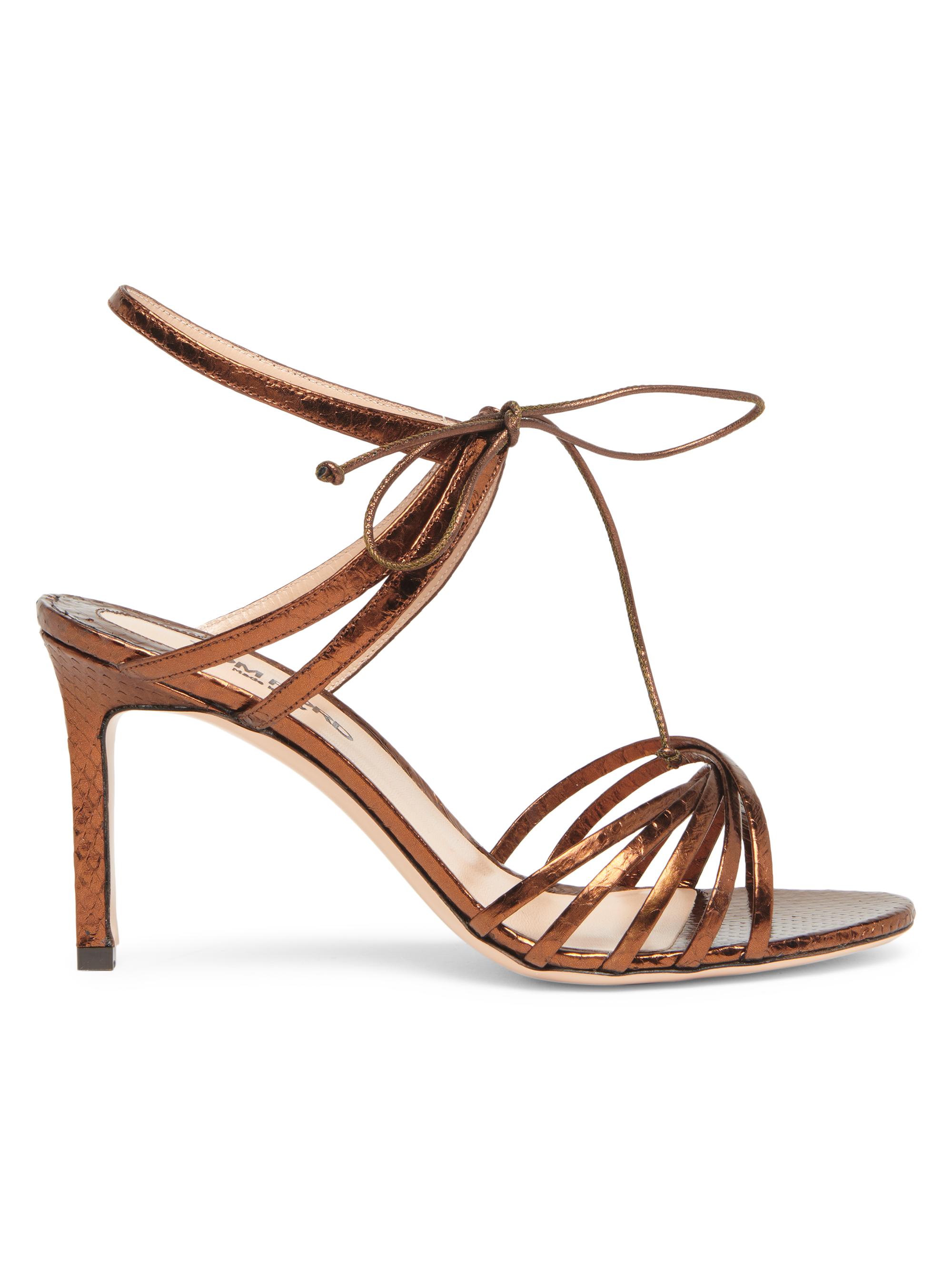 TOM FORD Women's 85MM Laminated Ayers Snakeskin & Leather Ankle-Wrap Sandals - Dark Bronze