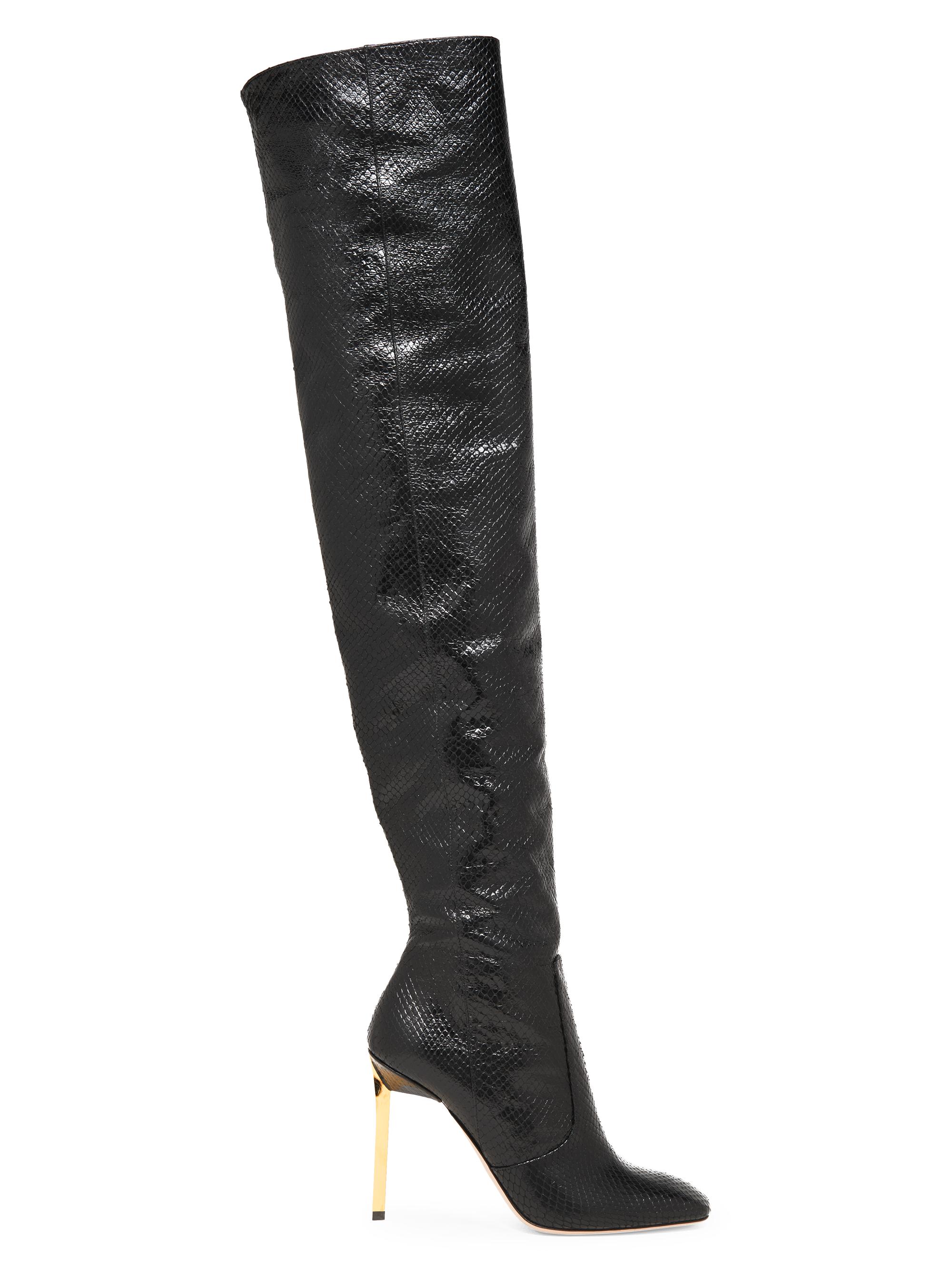 TOM FORD Women's 105MM Glossy Python-Embossed Leather Over-the-Knee Boots - Black