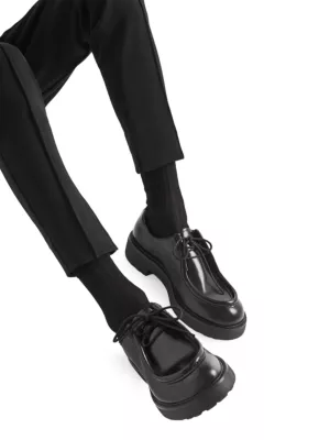 Prada raised-edge leather lace-up shoes - Black