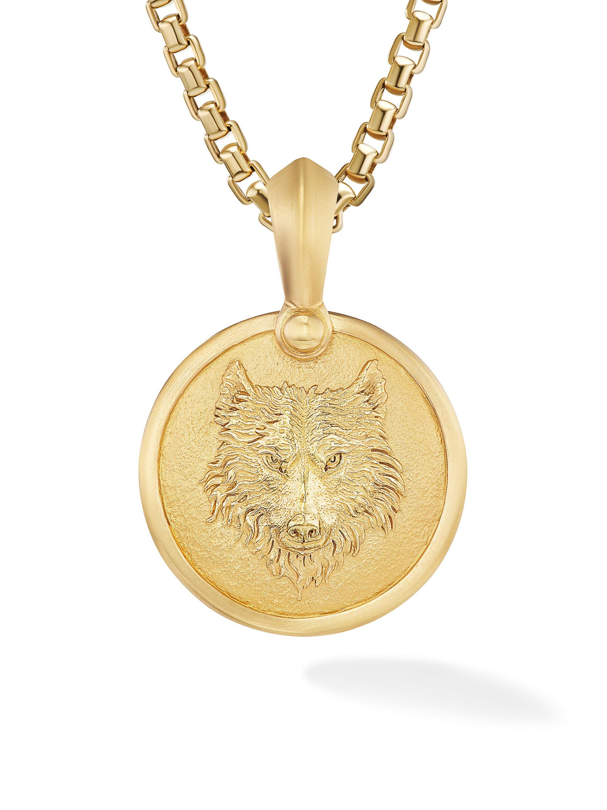 David Yurman Men's Petrvs Wolf Amulet in 18K Yellow Gold - Gold