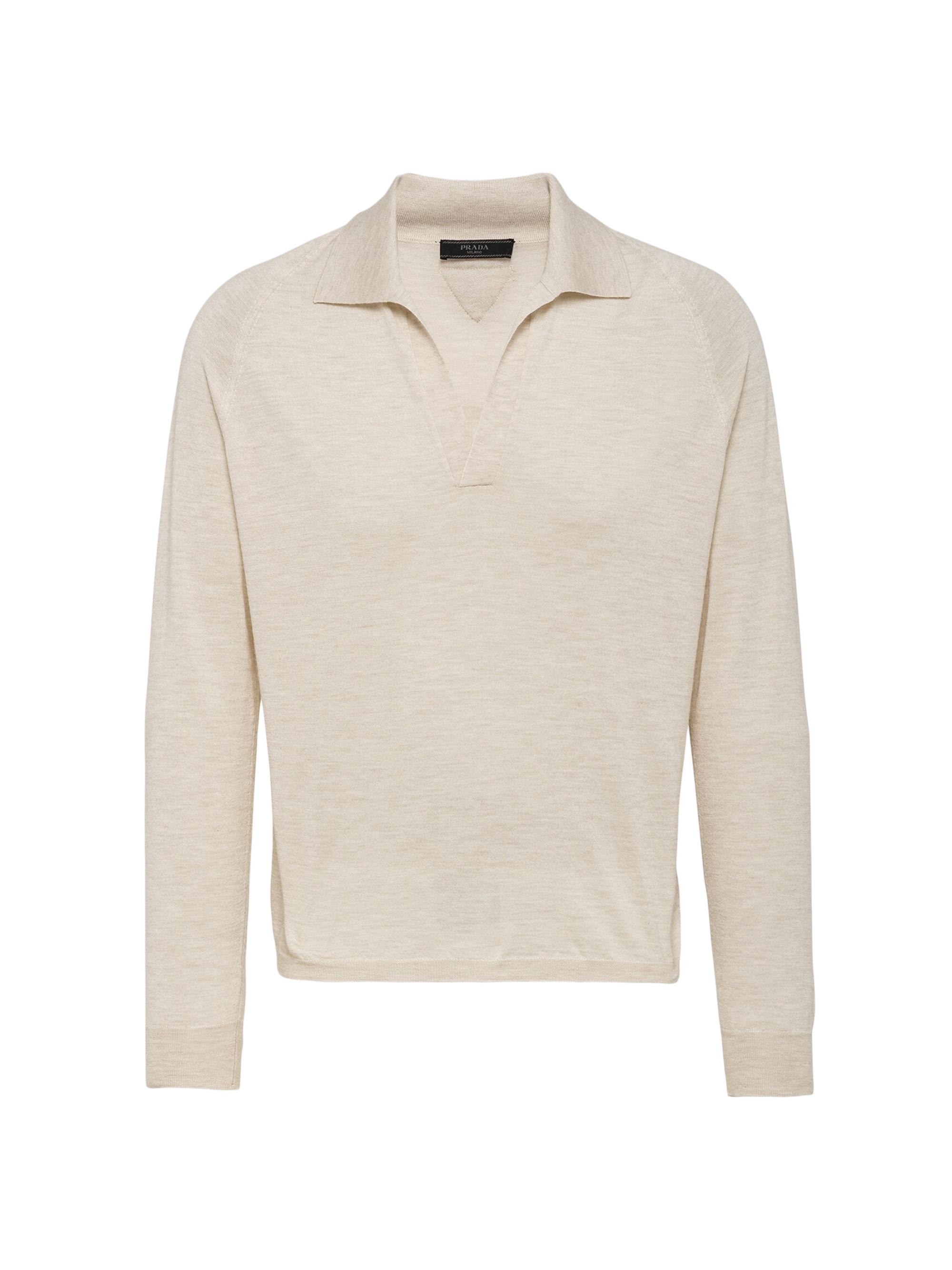 Prada Men's Cashmere Polo Shirt - Khaki Beige