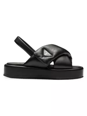 Padded leather platform sandals