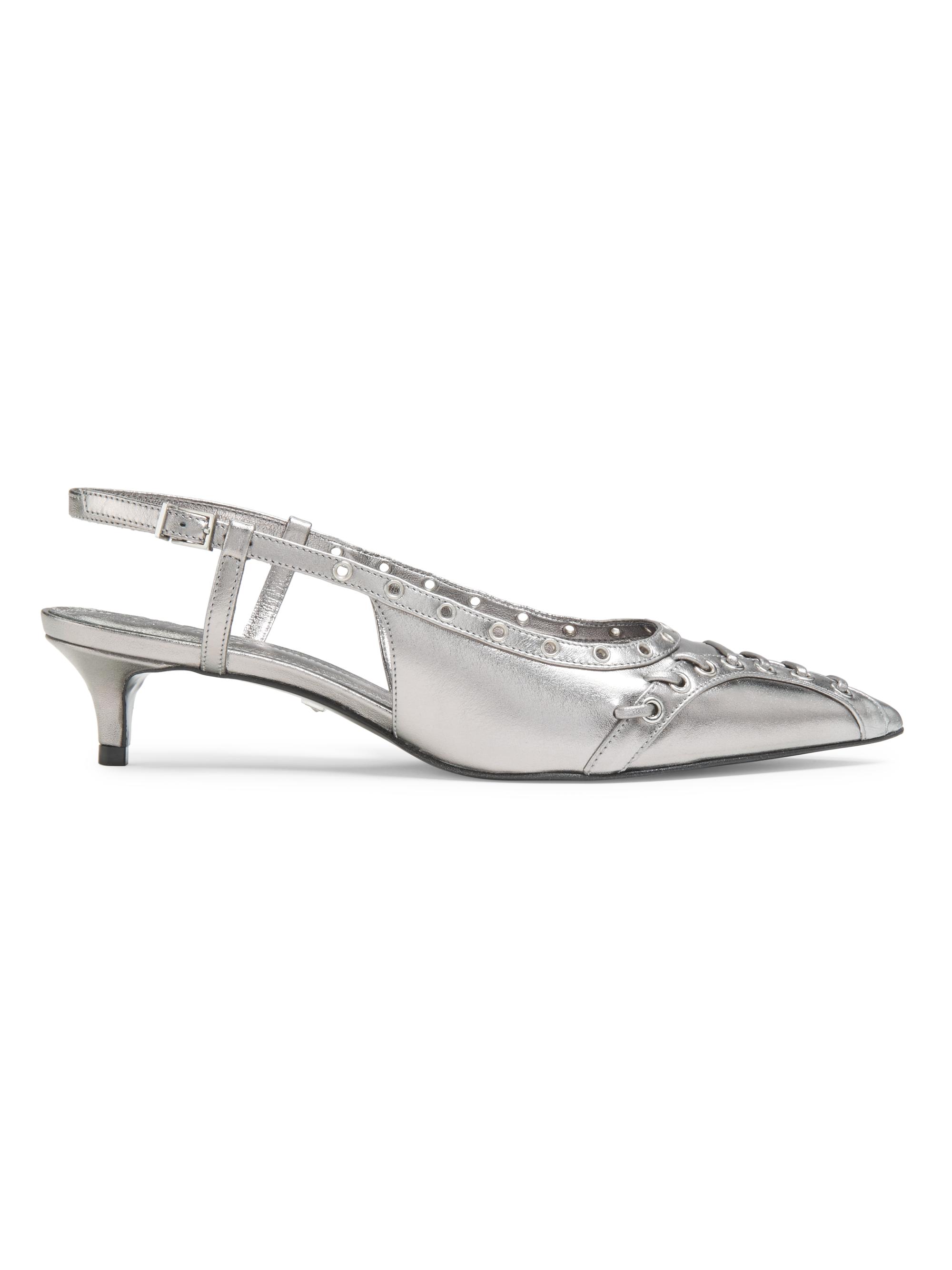 Schutz Women's Ruth 0MM Metallic Leather Slingback Pumps - Metallic Silver