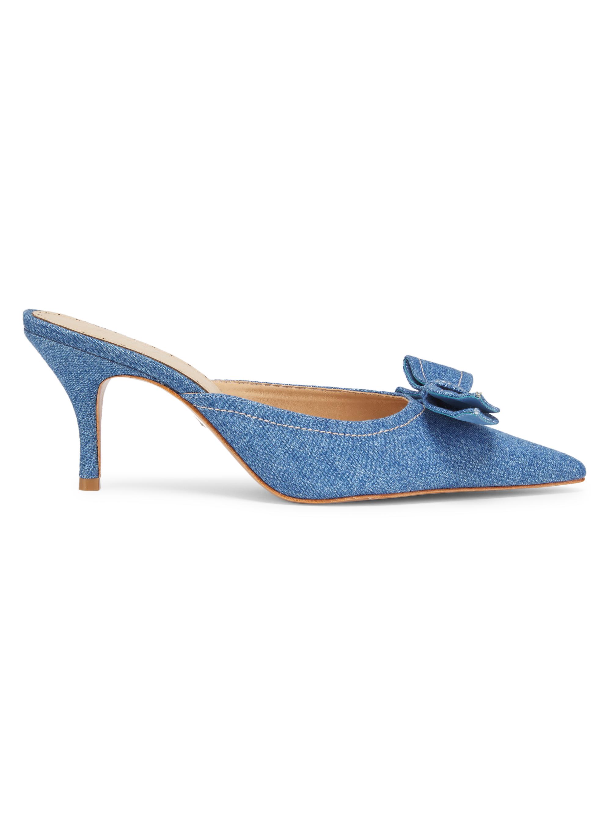 Schutz Women's Claire Bow 75MM Denim Mules - Classic Blue