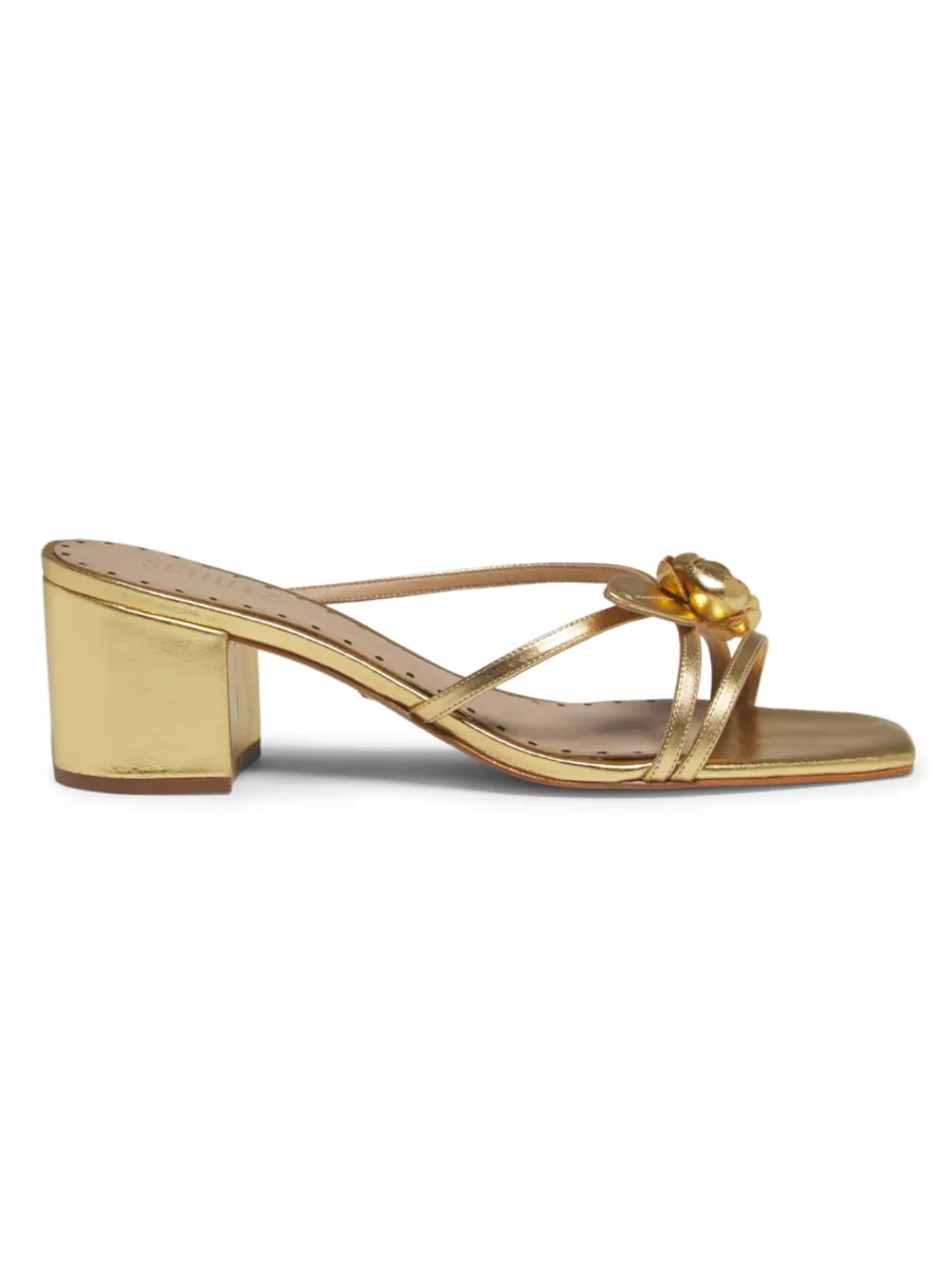 Shop Schutz Alma 63MM Metallic Leather Sandals | Saks Fifth