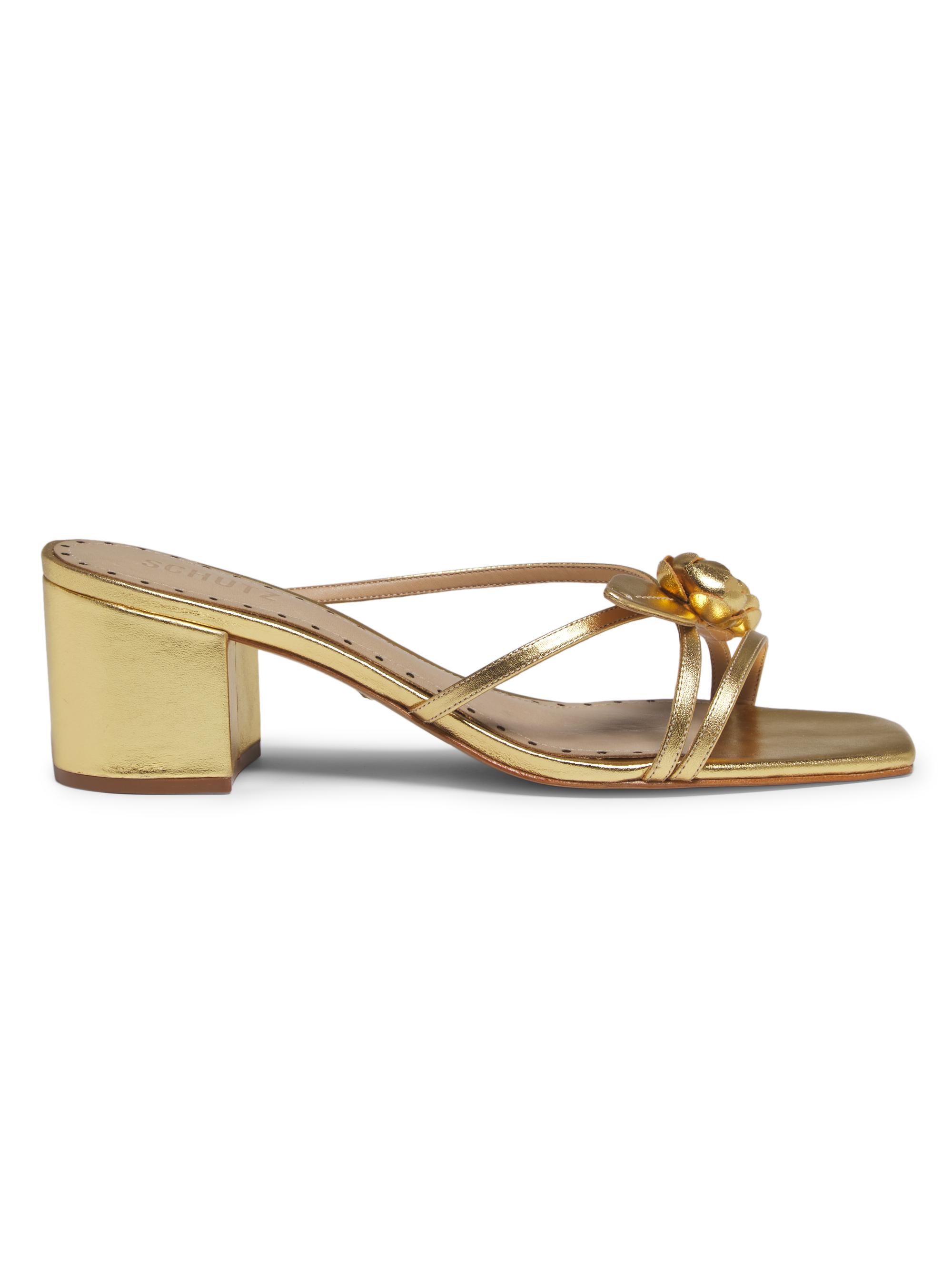 Schutz Women's Alma 63MM Metallic Leather Sandals - Gold