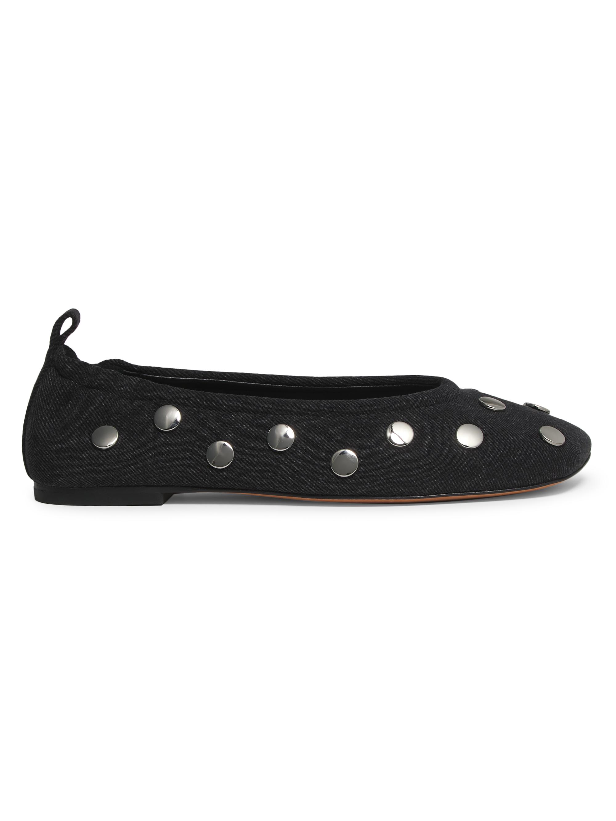 3.1 Phillip Lim Women's Id Stud-Embellished Leather Ballet Flats - Washed Black