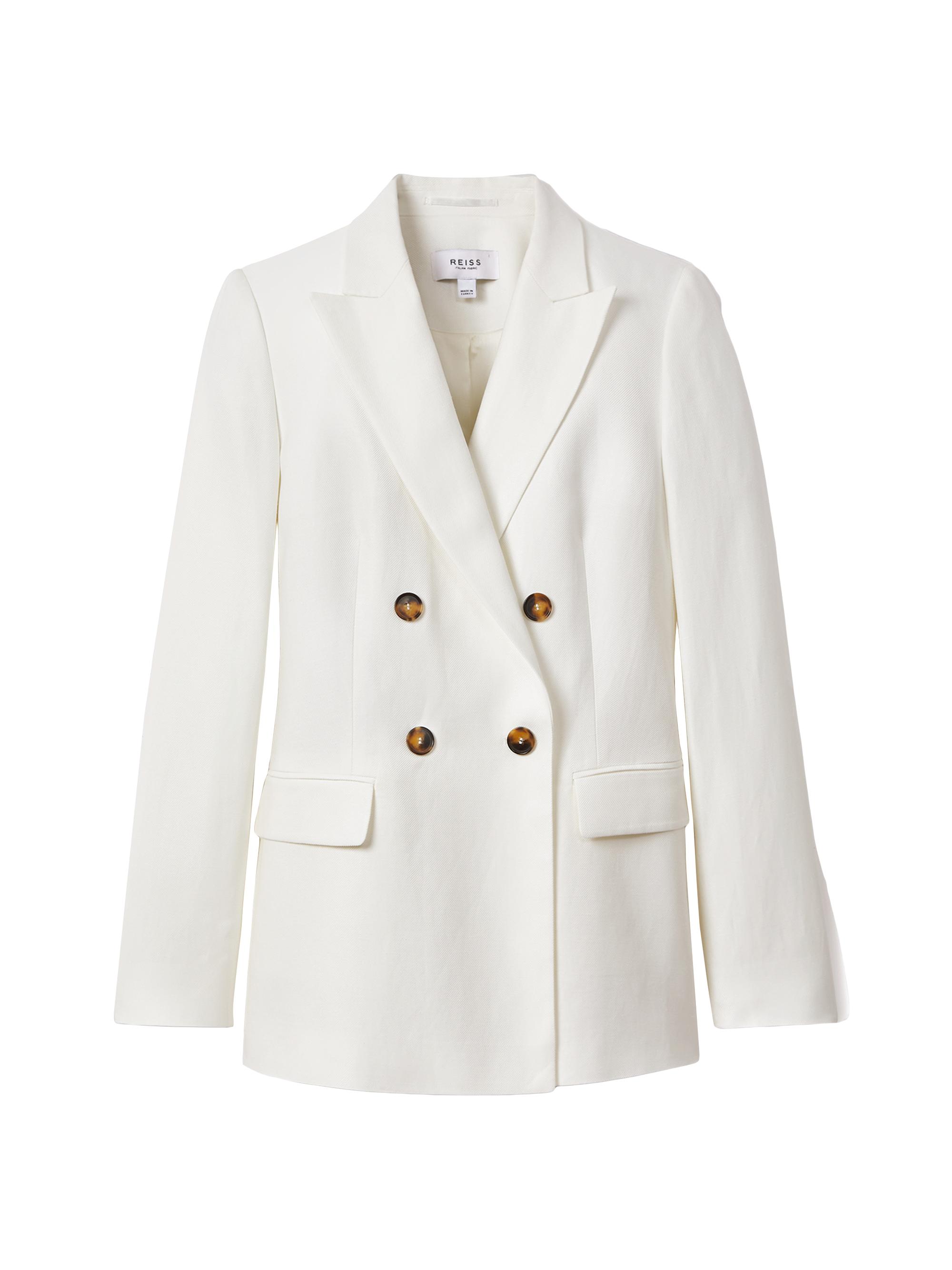 Reiss Women's Lori Double-Breasted Blazer - White