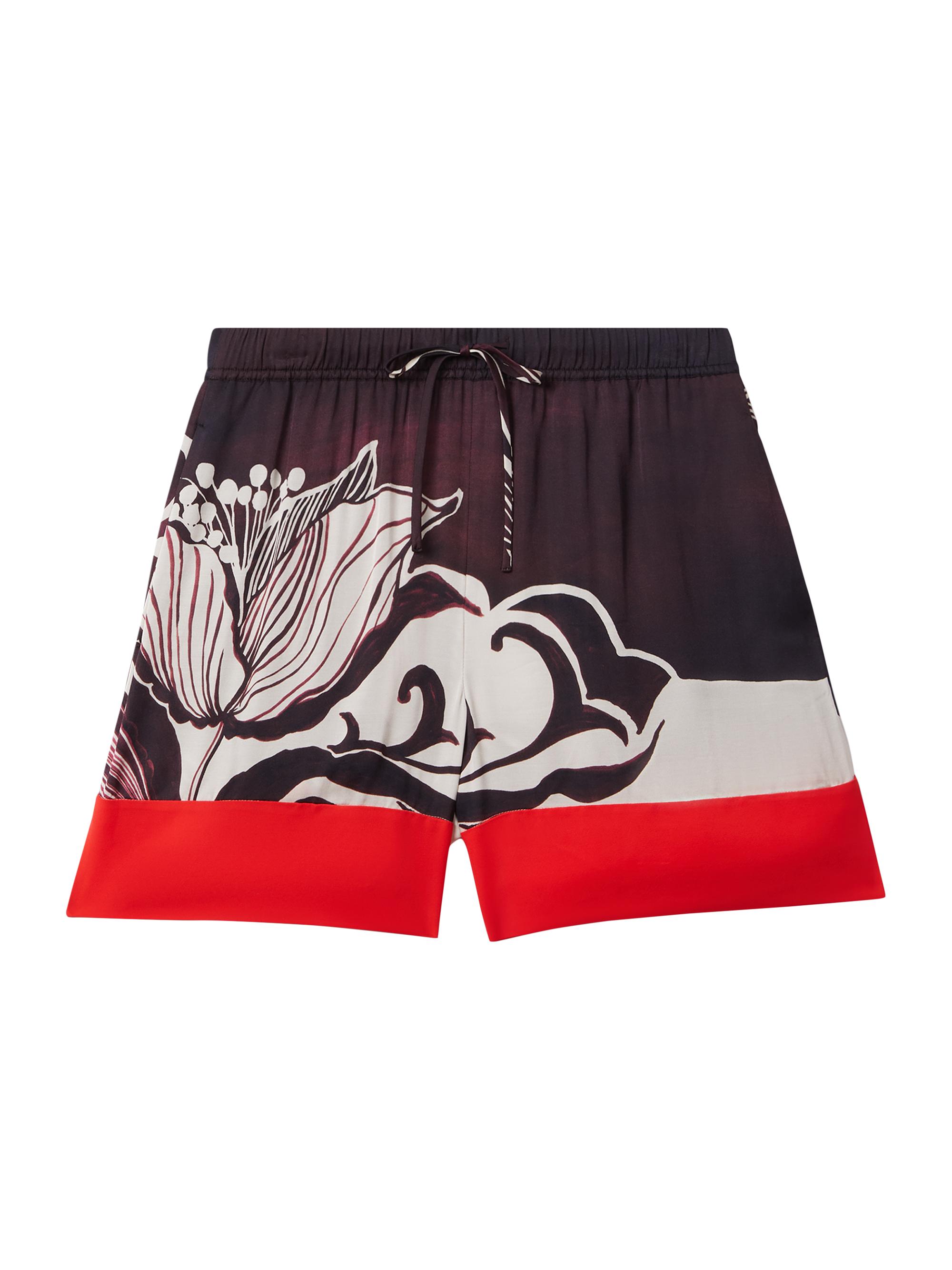 Reiss Women's Fallon Printed Satin Drawstring Shorts - Red Cream