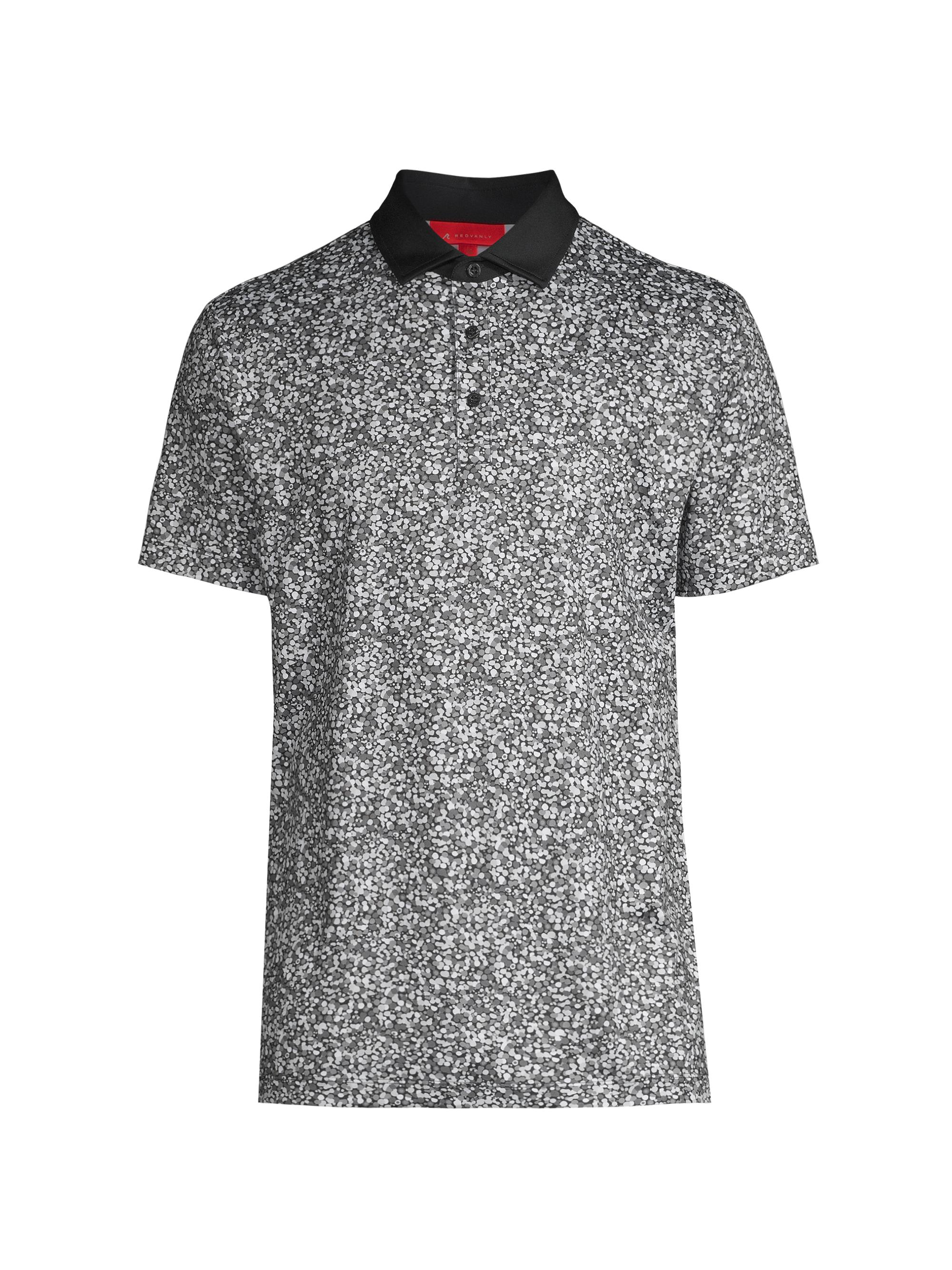 Redvanly Men's Eaton Printed Polo Shirt - Black