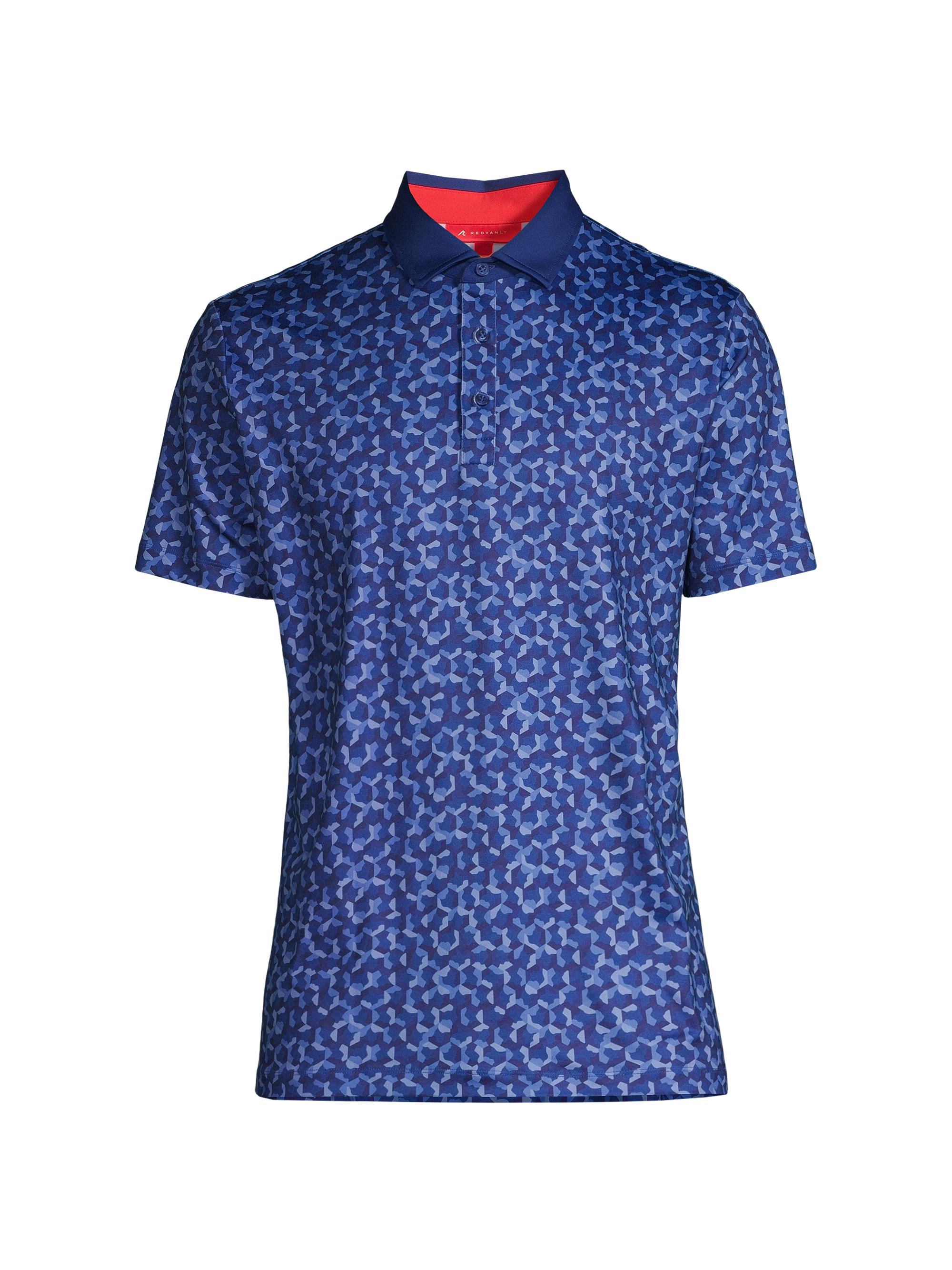 Redvanly Men's Norton Printed Polo Shirt - Mazarine Blue