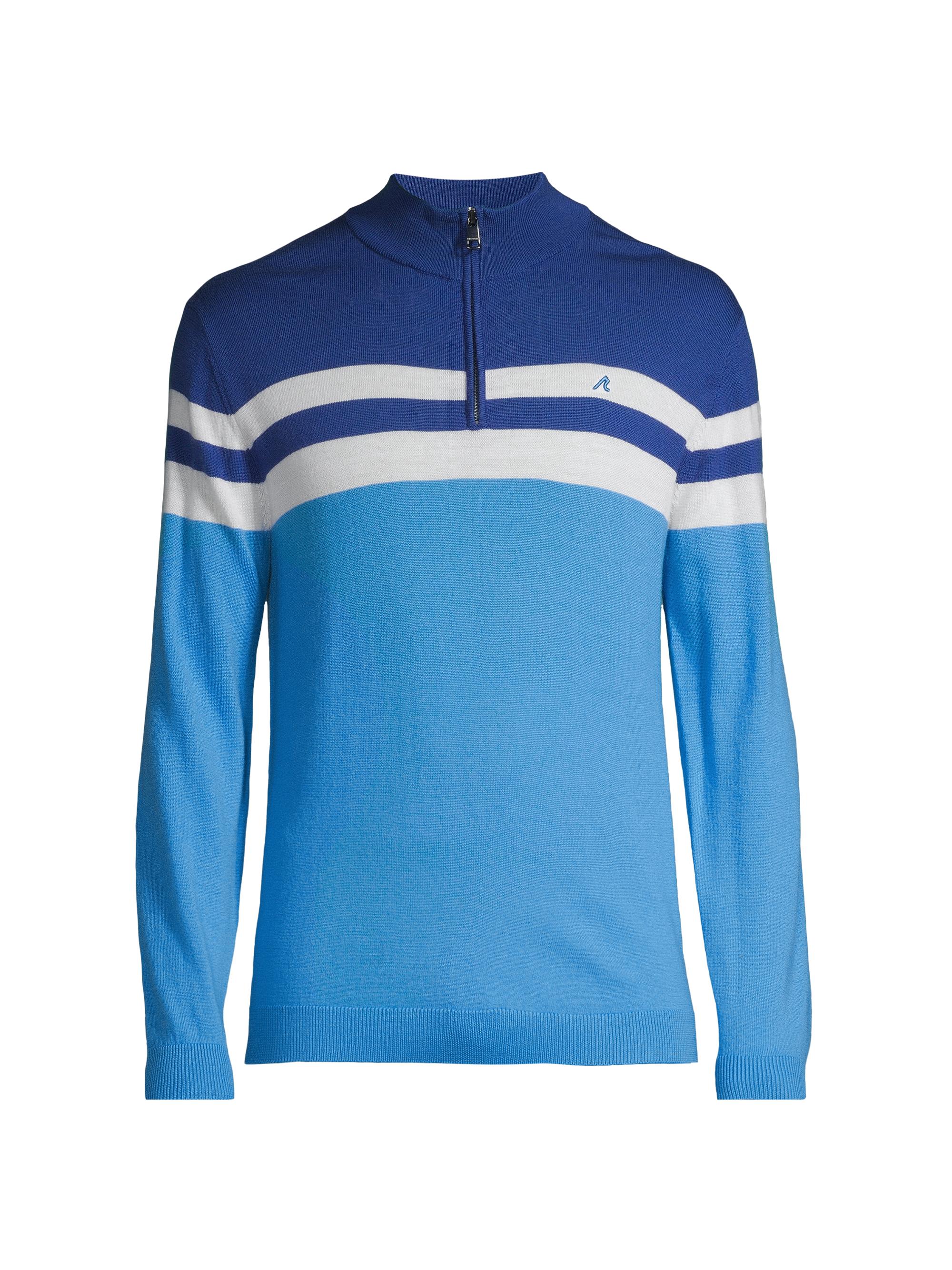 Redvanly Men's Cooper Striped Half-Zip Sweater - Malibu Blue