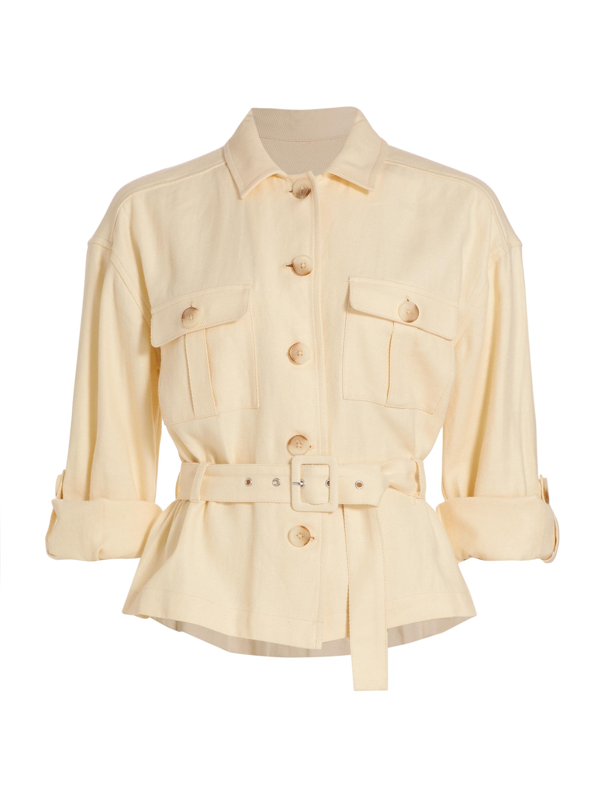 L'AGENCE Women's Voyage Belted Linen Twill Safari Jacket - Bone